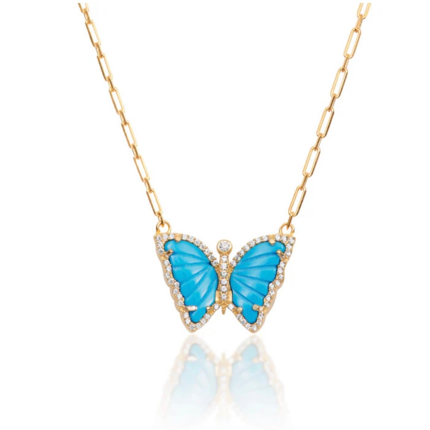 Women’s Gold Turquoise Butterfly Necklace Selen Jewels