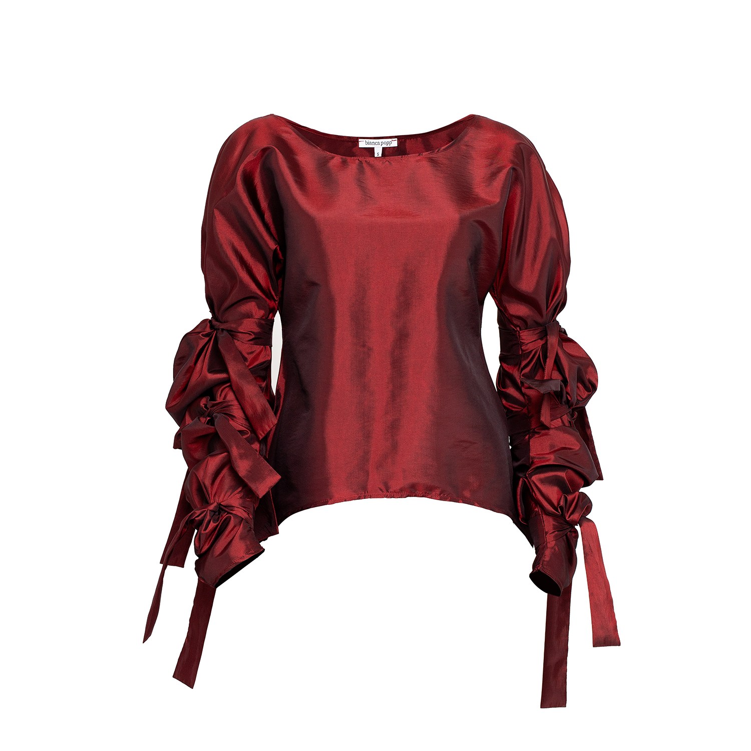 Women’s Ribbon Wrapped Blouse In Red Taffeta Extra Large Bianca Popp