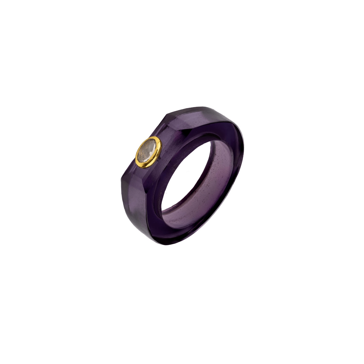 Lavani Jewels Women's Gold / Purple Amethyst Mulberry Ring Small Size In Multi
