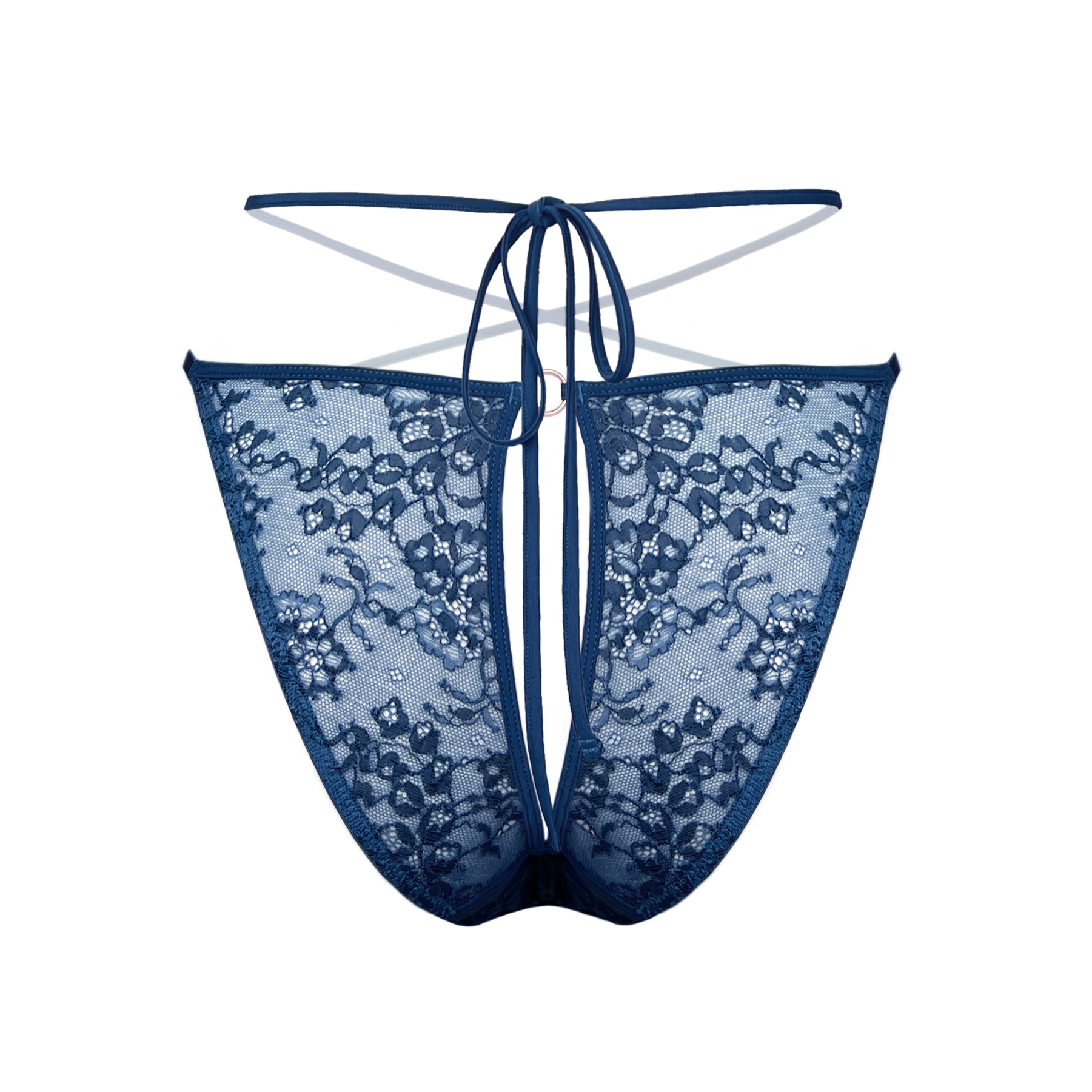Monique Morin Lingerie Women's Rush Bikini Ouvert Dark Denim Blue In Blue