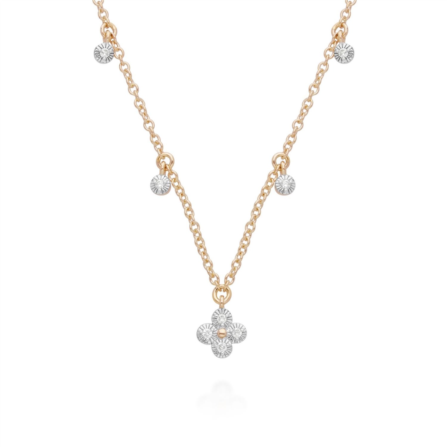 Women’s Diamond Flowers Choker Necklace In Yellow Gold Gemondo