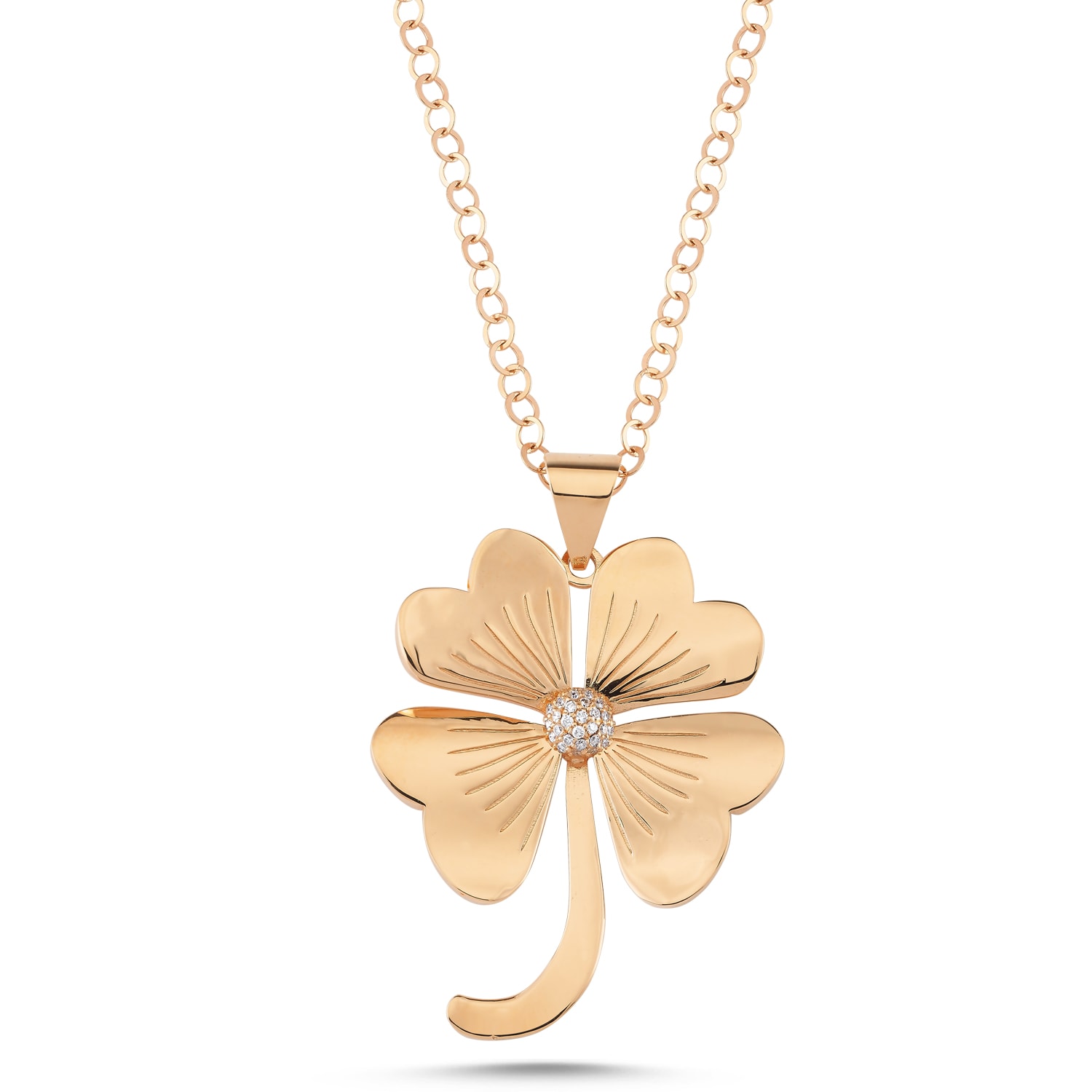 Women’s White / Gold / Rose Gold Lucky You Clover Diamond Gold Pendant Ecce