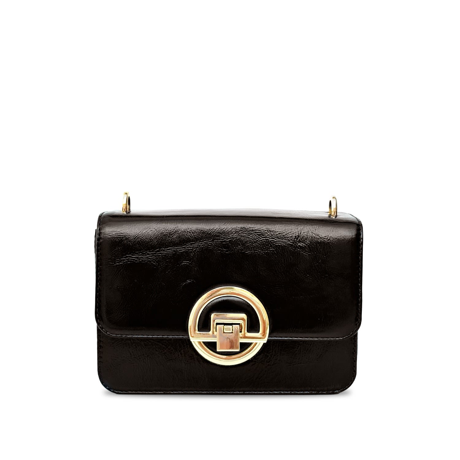 Apatchy London Women's Brown The Tilly Chocolate Crinkle Patent Leather Bag