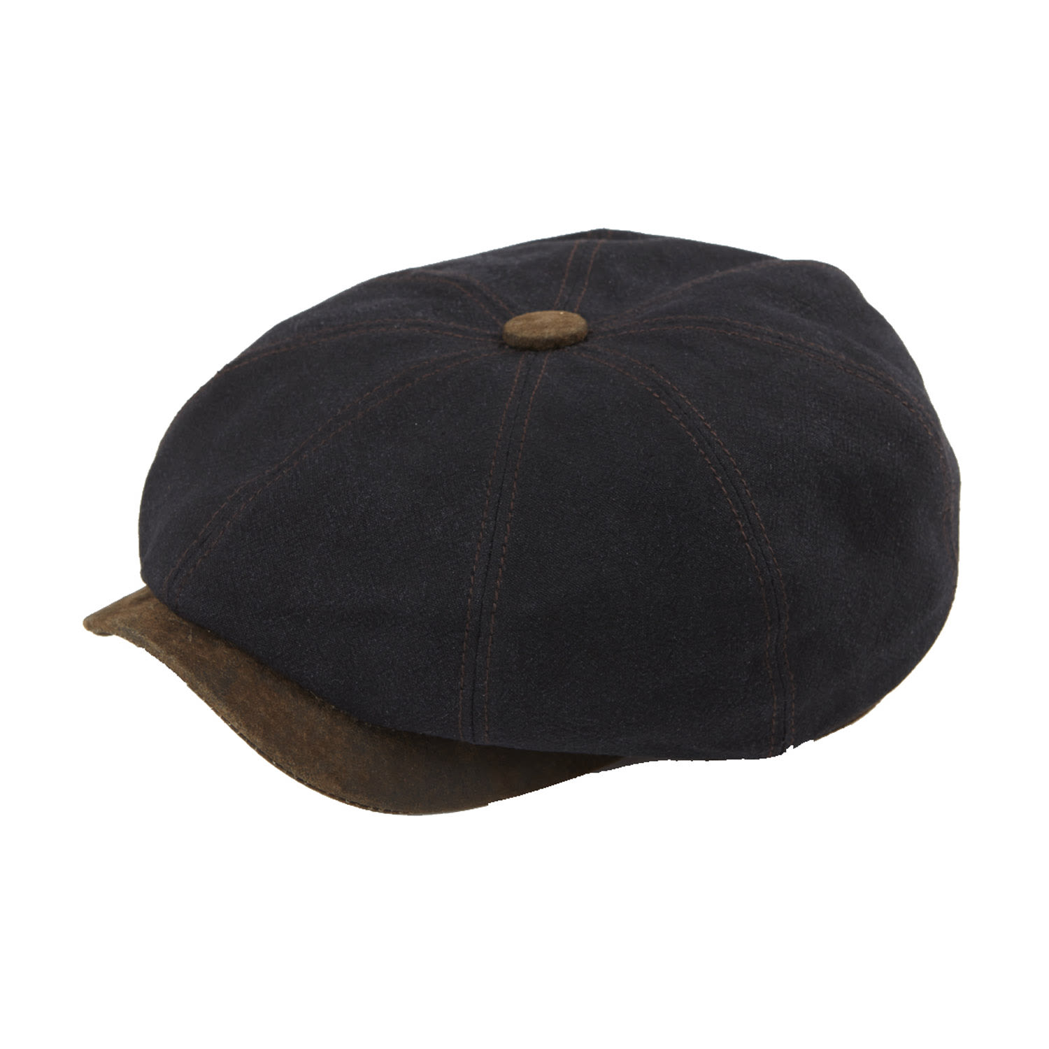 Dasmarca Hats Men's Lucca Black Crape Linen Peaky Bakerboy Newsboy Summer Cap With Leather Peak In Black
