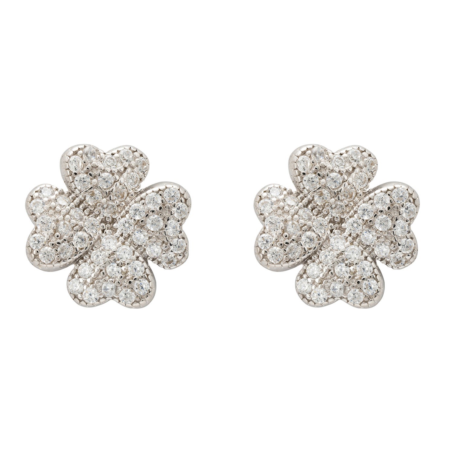 Women’s Silver / White Four Leaf Clover Stud Earrings Silver Latelita