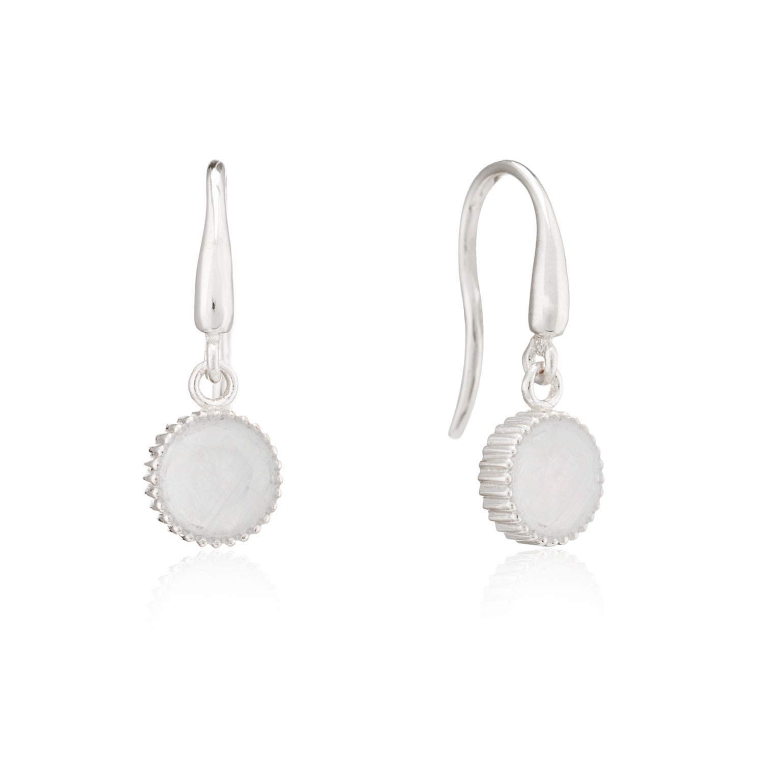 Auree Jewellery Women's Barcelona Silver June Moonstone Birthstone Hook Earrings In White