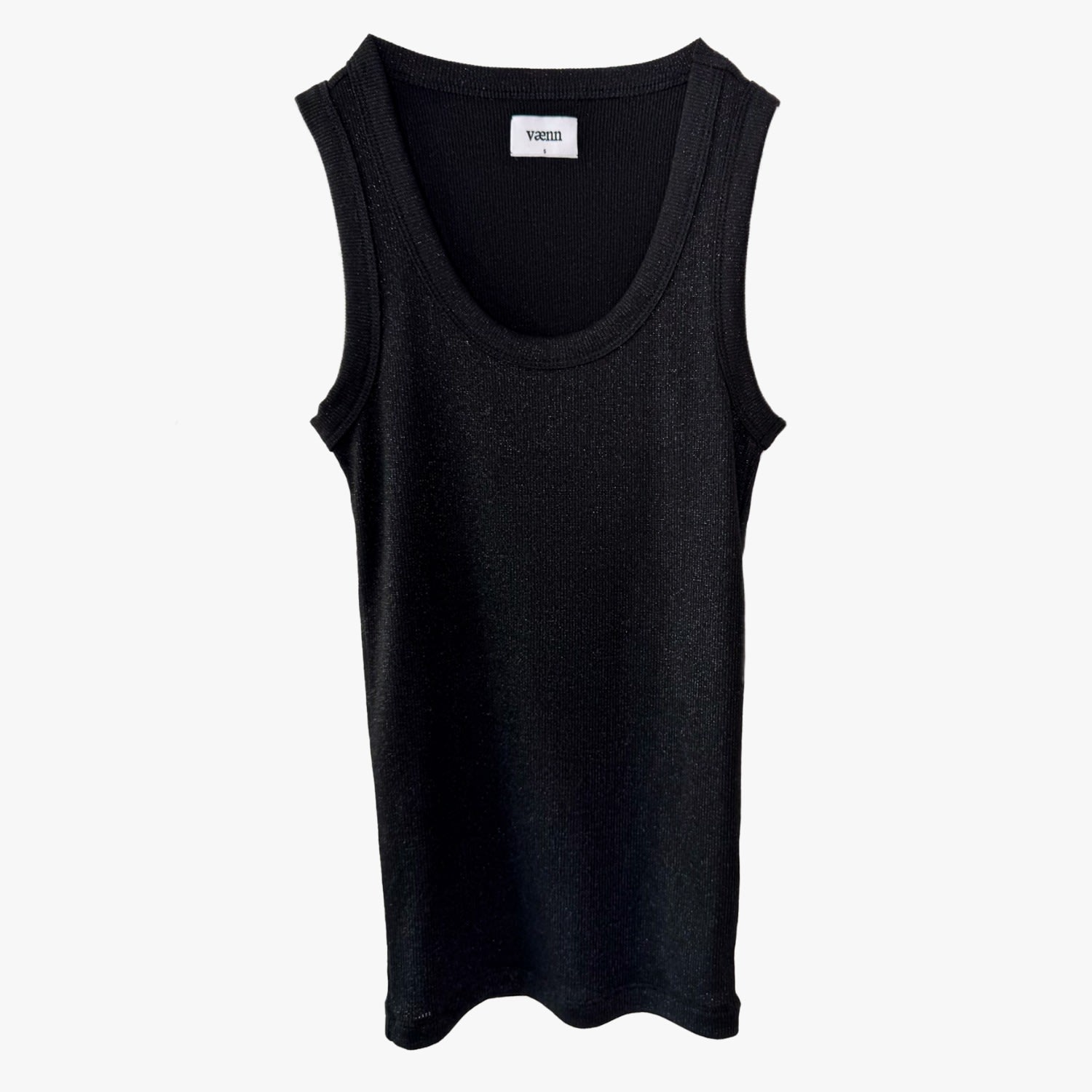 Women's Black Metallic Scoop Neck Tank | Large | Vænn