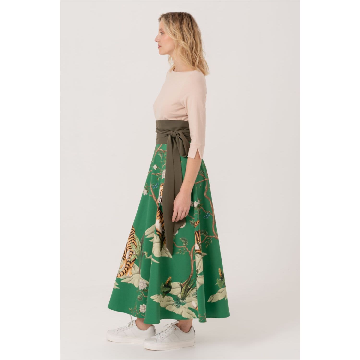green tiger dress Oversized Plisse Shirt Dress in Green Tiger Tales Print -Lala Original XS