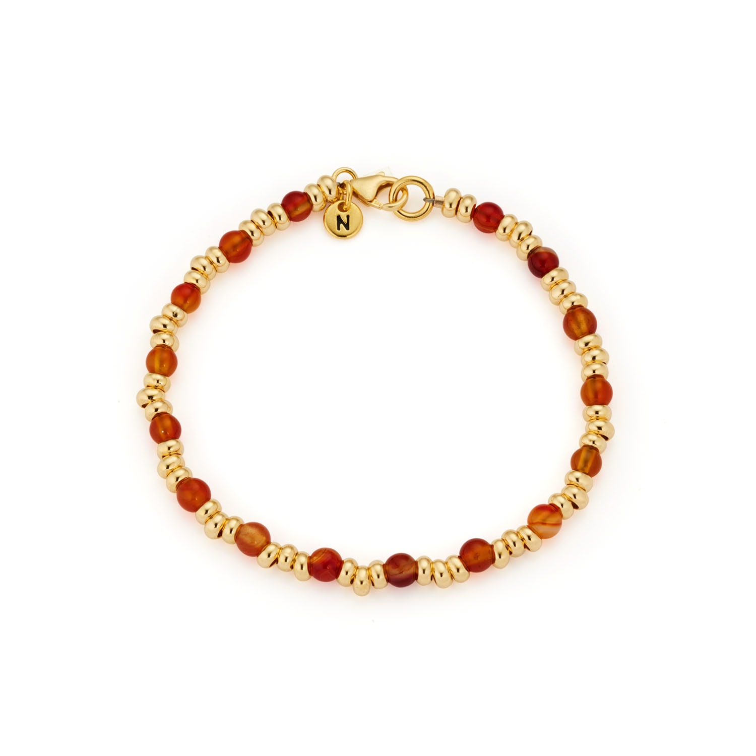 Nellou Jewellery Women's Gold / Yellow Gem Bracelet July Birthstone Carnelian Gold Plated Sterling Silver In Gold