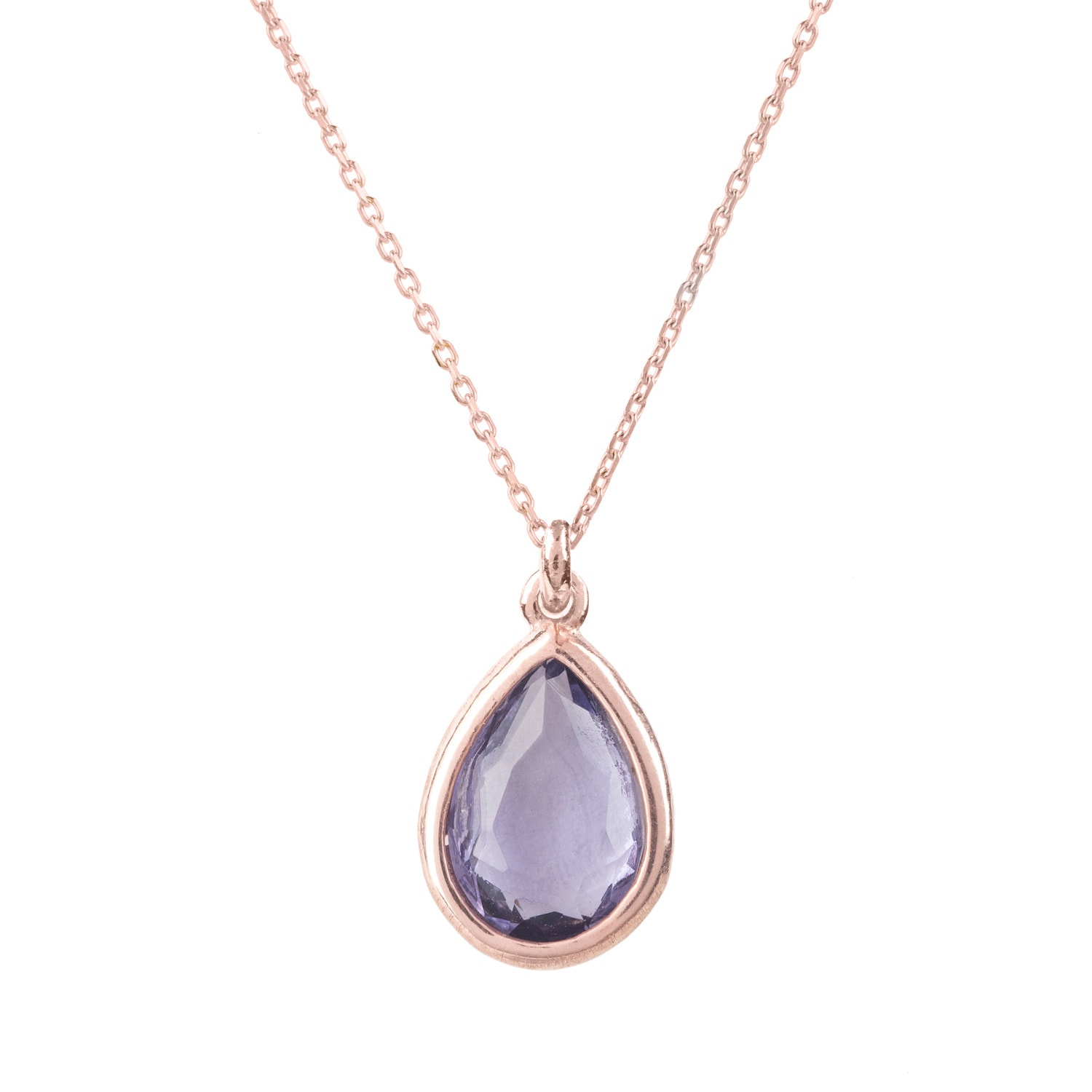 Women’s Pink / Purple / Rose Gold Pisa Mini Teardrop Necklace Rosegold Amethyst Latelita