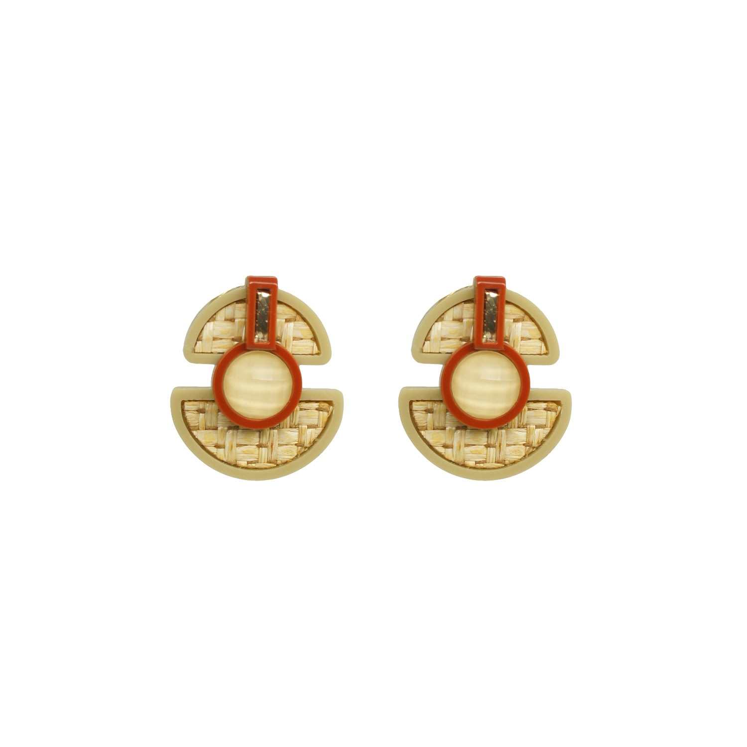 Gissa Bicalho Women's Neutrals Handmade Acrylic Earrings Four Moons Kahki