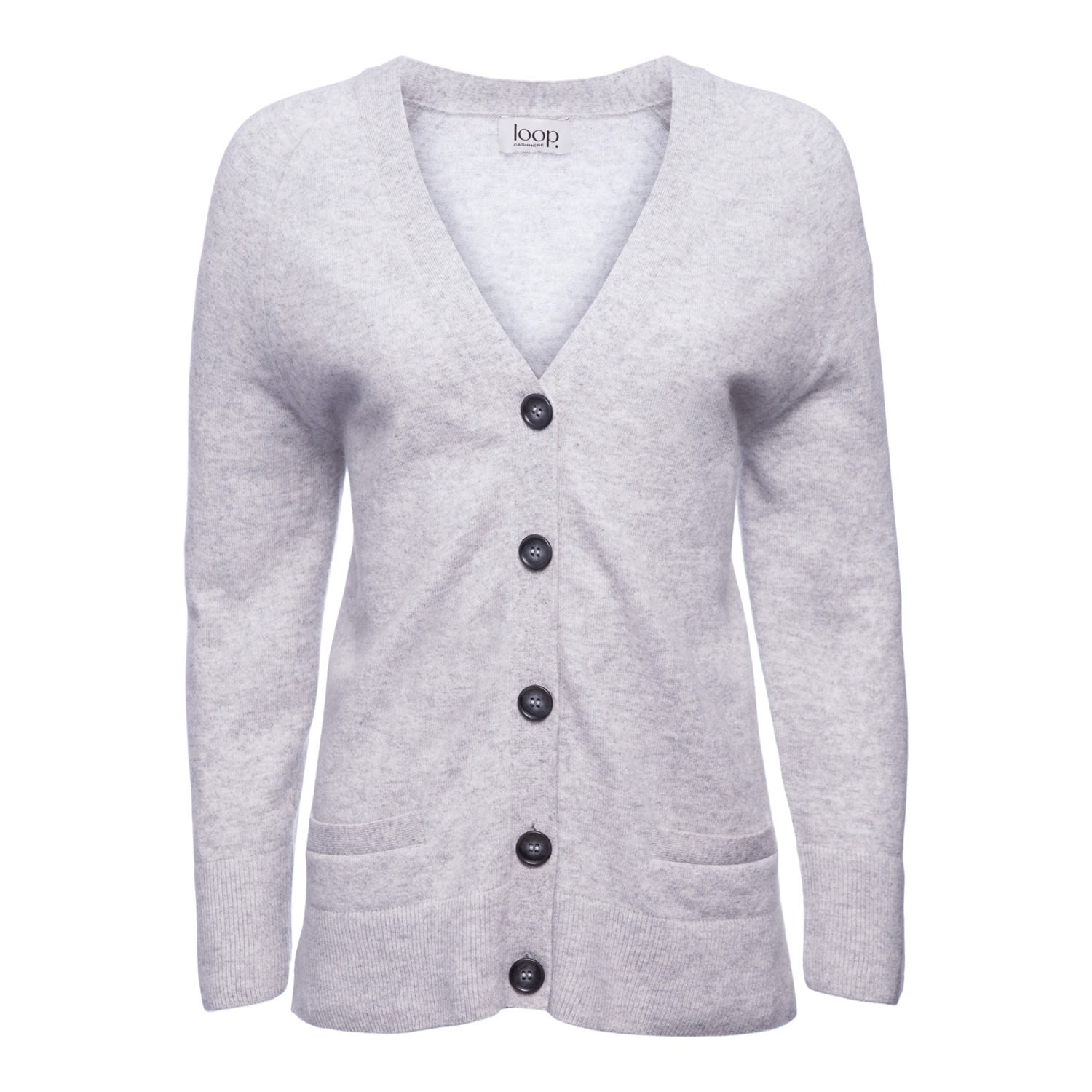 Women’s Relaxed Cashmere V Neck Cardigan - Grey Small Loop Cashmere