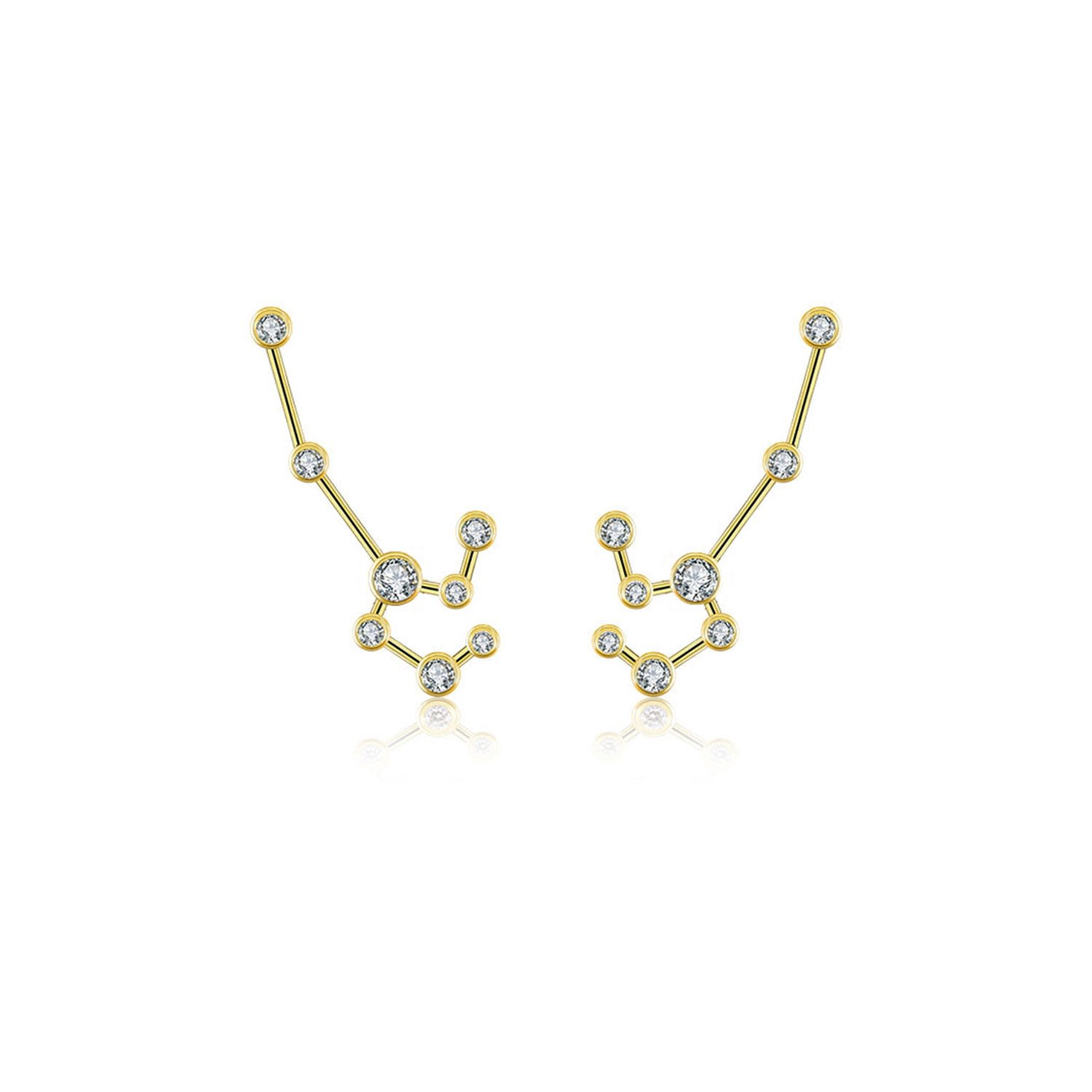 Genevieve Collection Women's Leo Zodiac Constellation Earring 18k Yellow Gold & Diamond In Gold