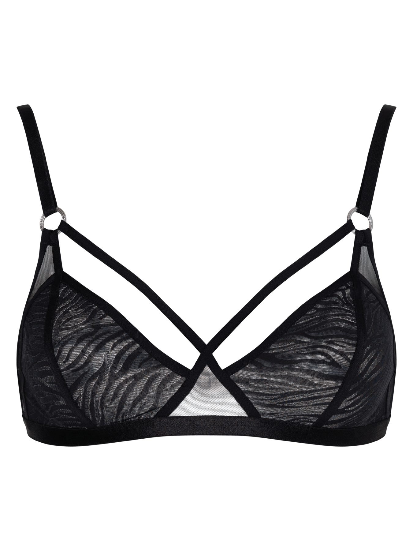 Women’s Black Bite Me Triangle Bra Medium Bonbon Lingerie