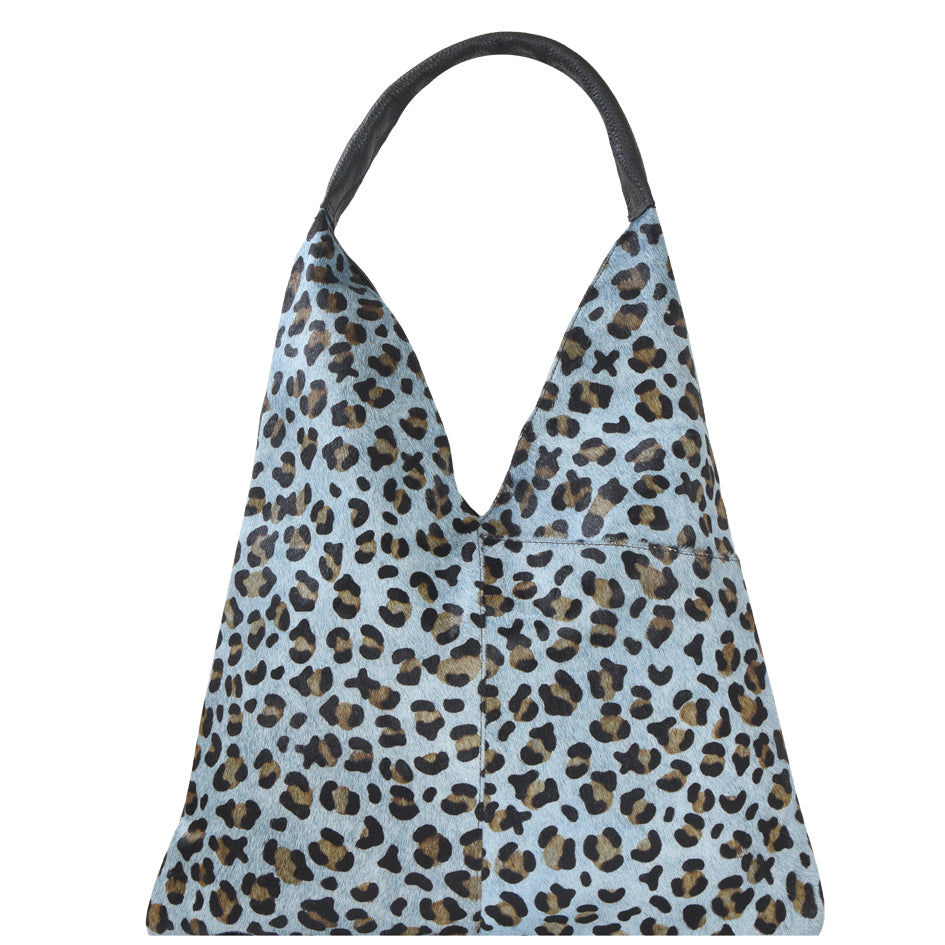 Women’s Blue Leopard Boho Leather Triangular Shoulder Bag Bddla One Size Brix+Bailey