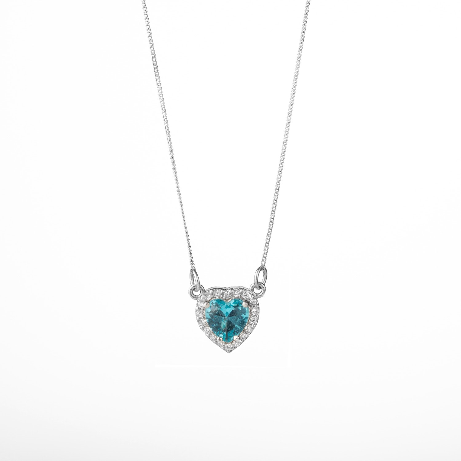 Chiarella Women's Blue / Silver Central Heart Necklace – Sky Blue In Multi