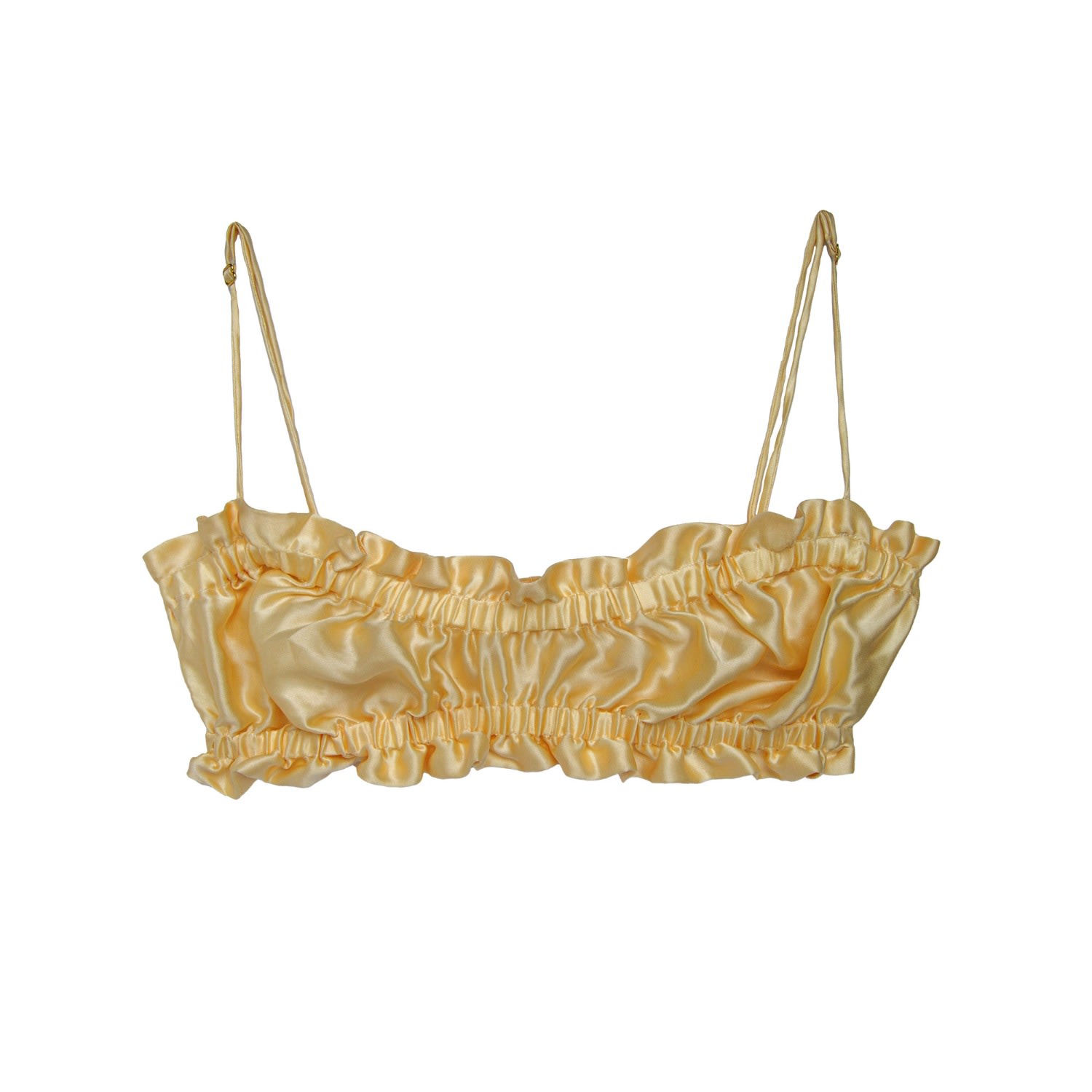 Crease Women's Yellow / Orange Silk Scalloped Bandeau Bra - Yellow & Orange In Gold