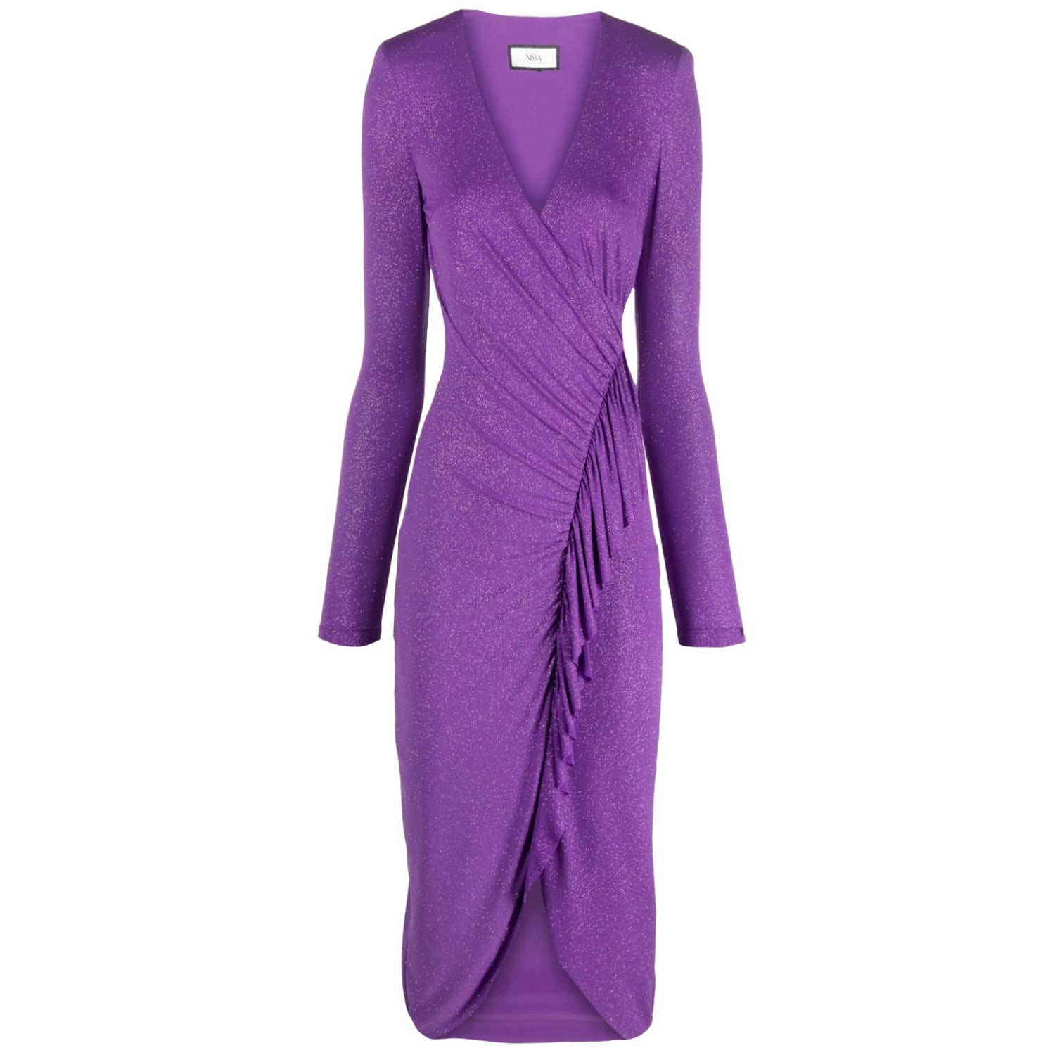 Women's Ruffled Midi Dress Purple | Large | Nissa