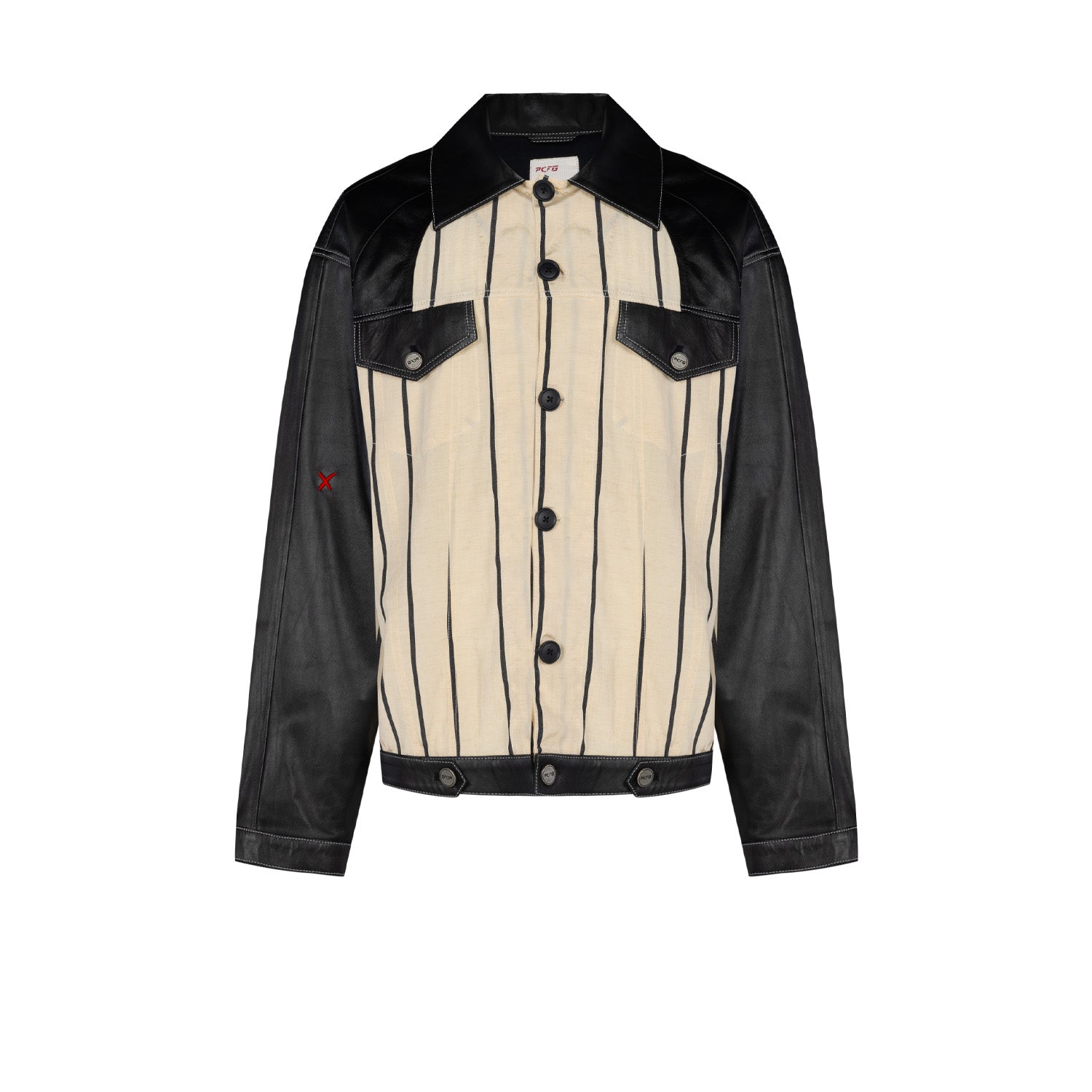 Pcfg Men's Neutrals / Black Free Heaven Kutnia Striped Vegan Leather Jacket In Black