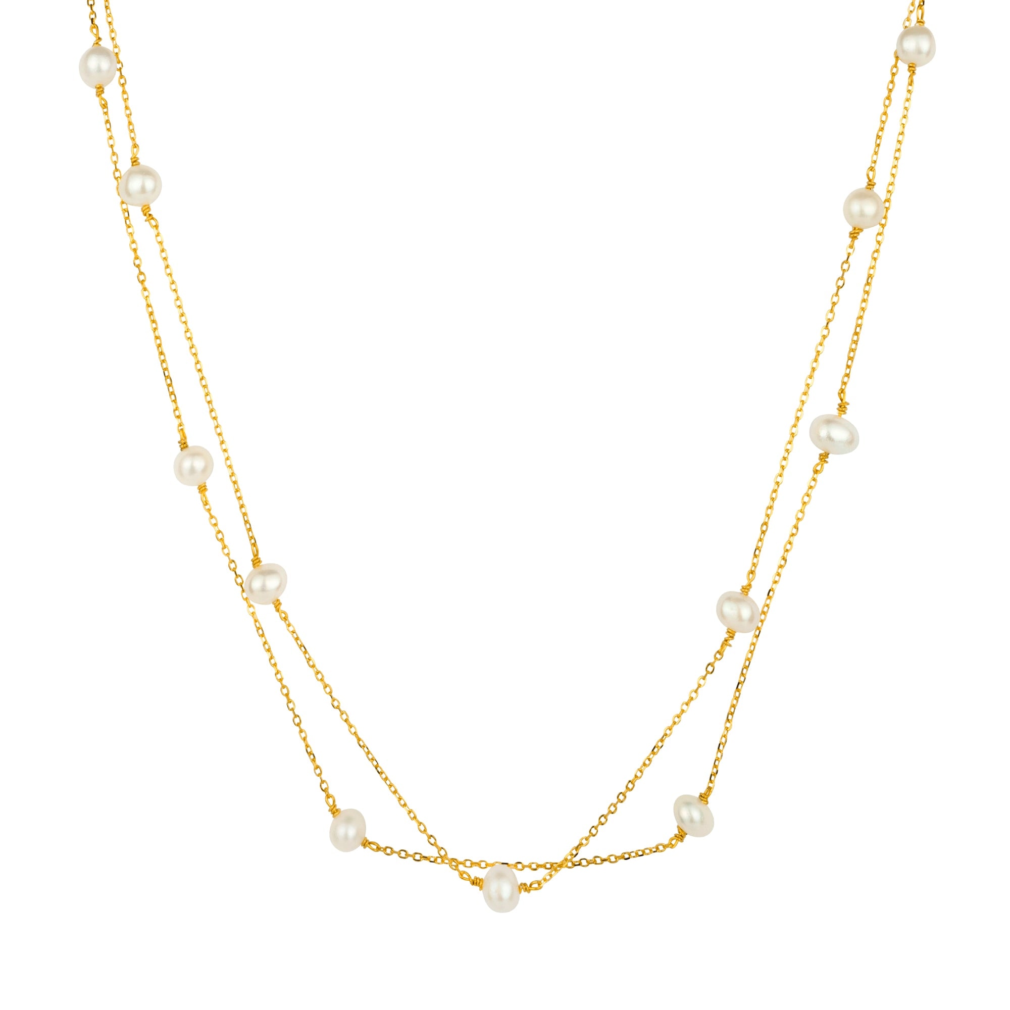 Gold Trip Women's Neutrals / Gold Layered Pearl Satellite Necklace In Gold