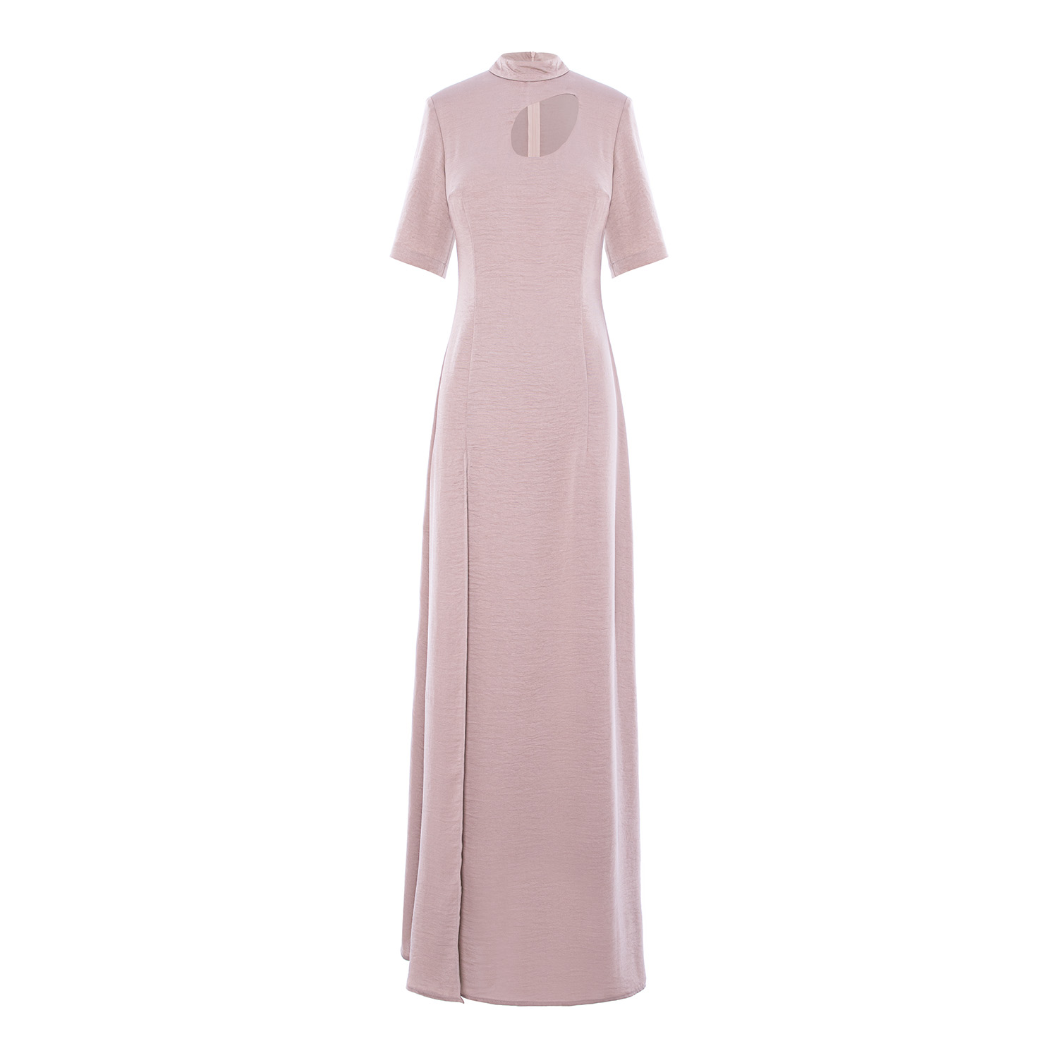 Bluzat Women's Neutrals Beige Maxi Dress With Cut-out And Slit In Beige