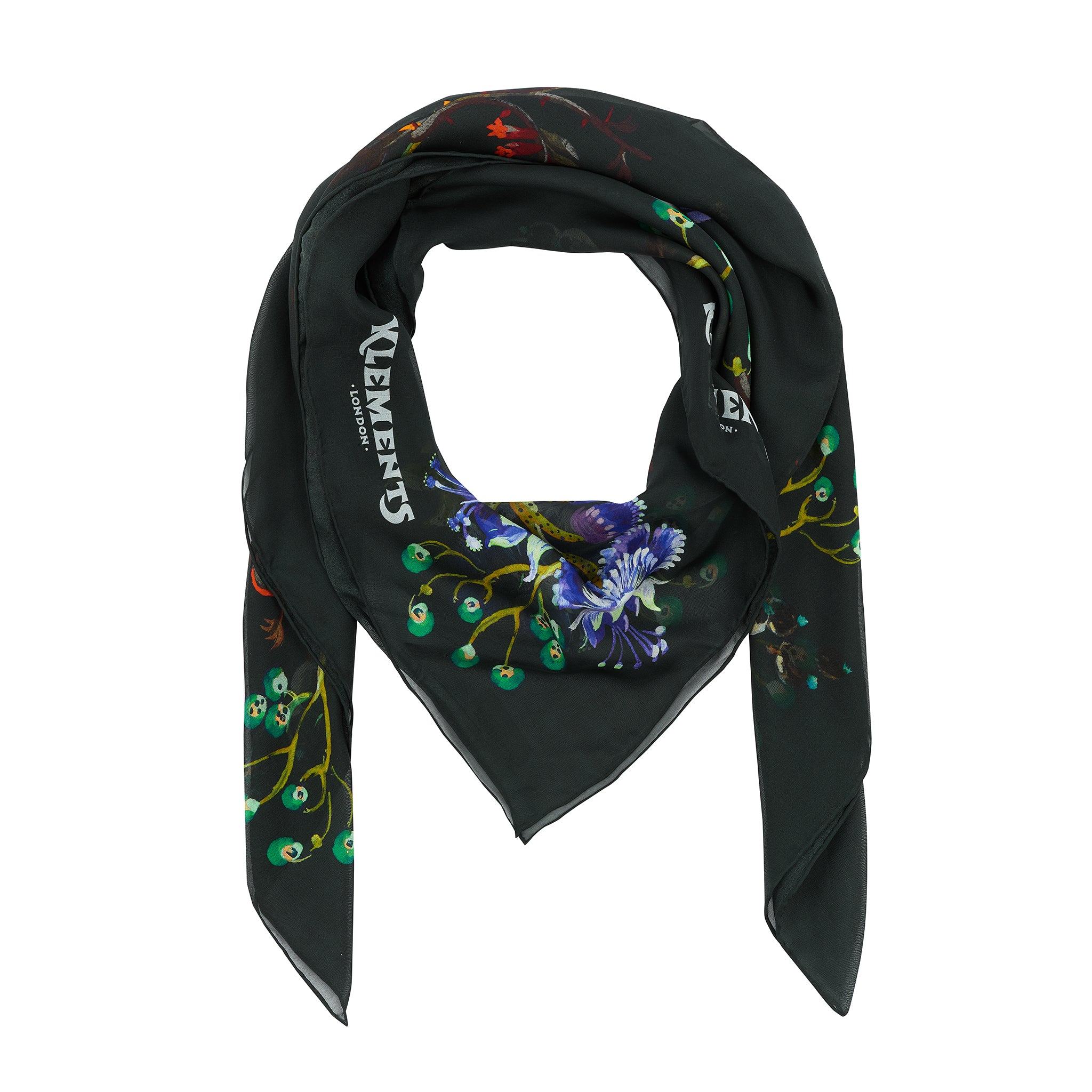 Klements Women's Witch Flower Silk Chiffon Giant Scarf In Black