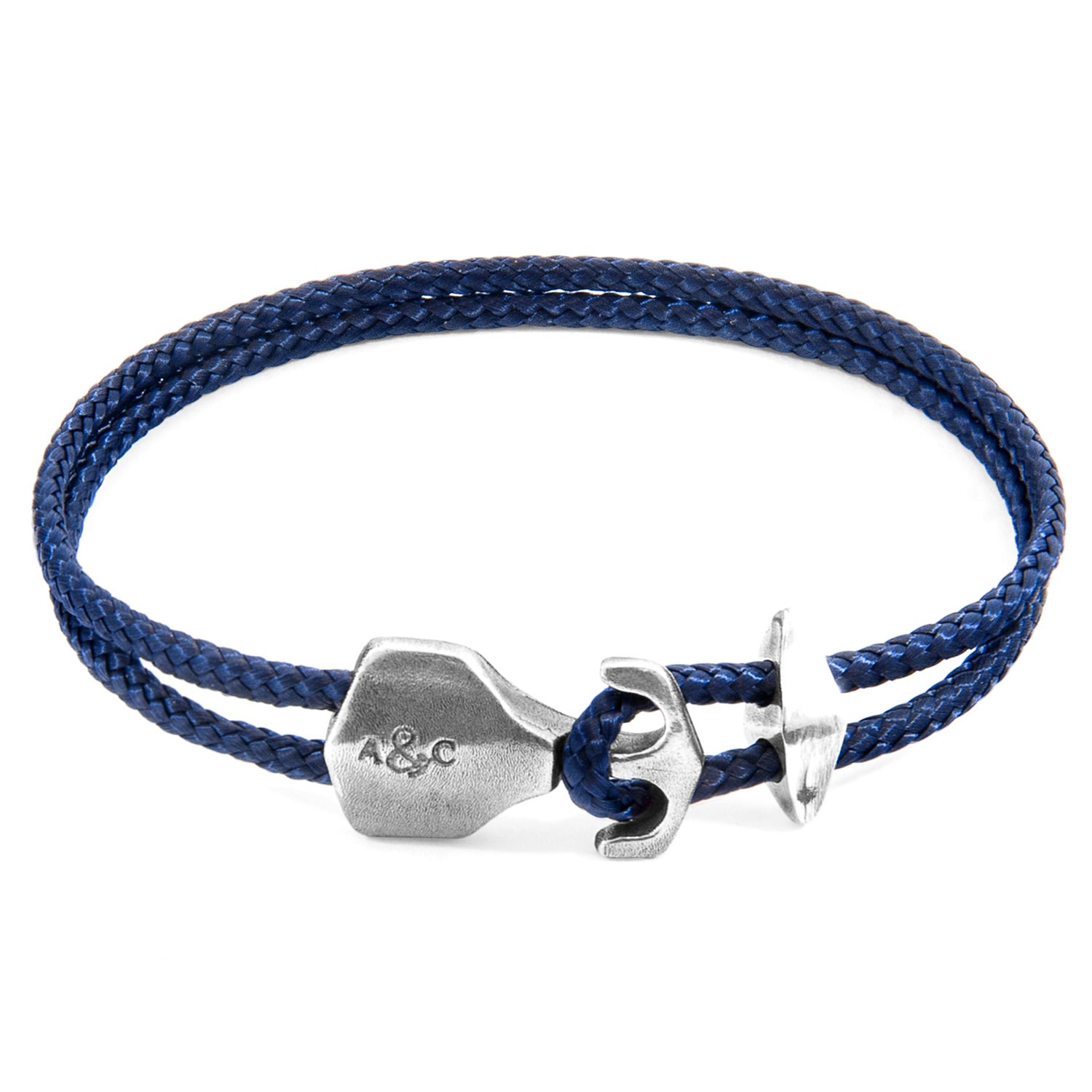 Men’s Silver / Blue Navy Blue Delta Anchor Silver & Rope Bracelet Anchor & Crew