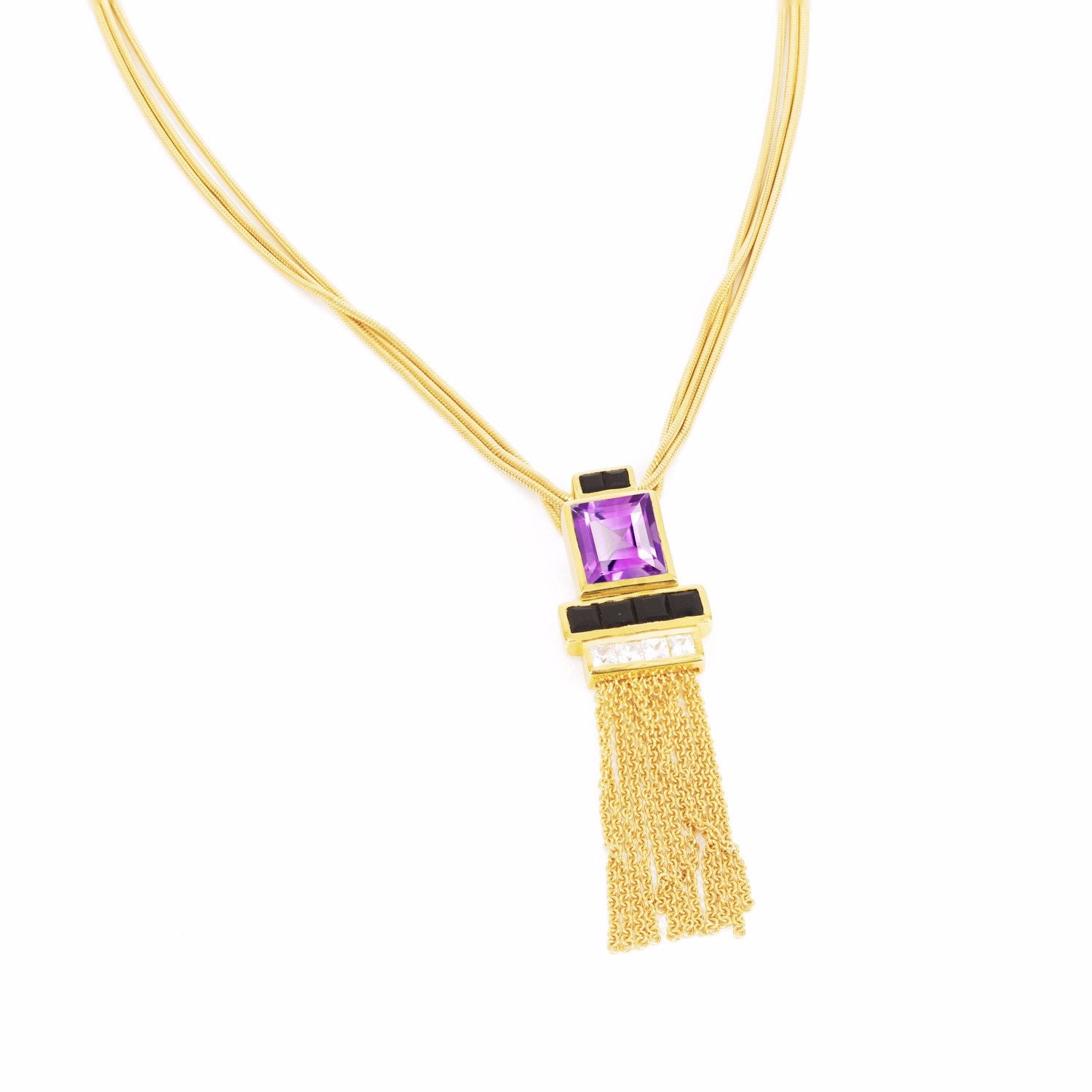 Women’s Gold Necklace With Amethyst Gemstone Charleston Neola Design