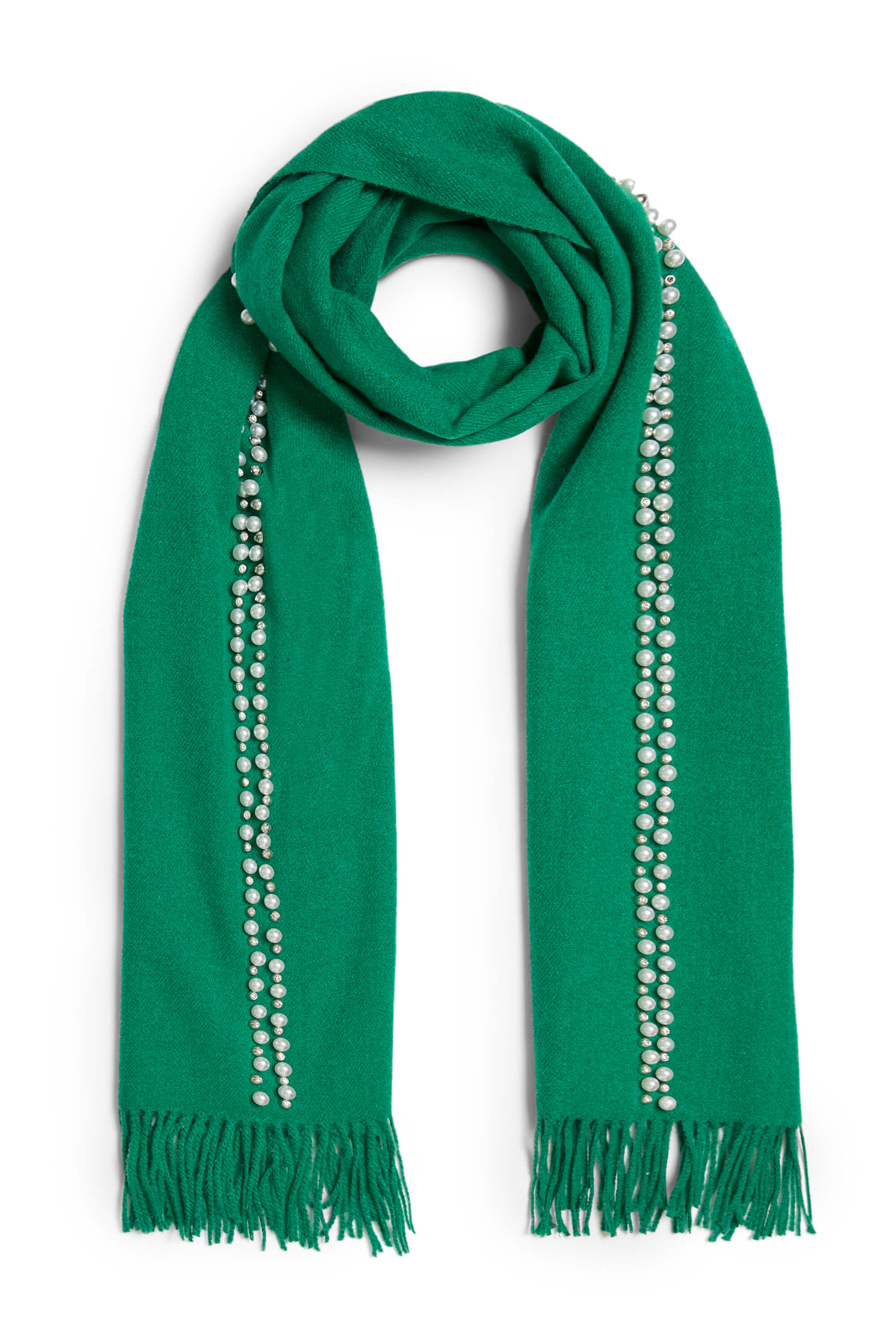 Women’s Pearl Detail Scarf Green One Size James Lakeland