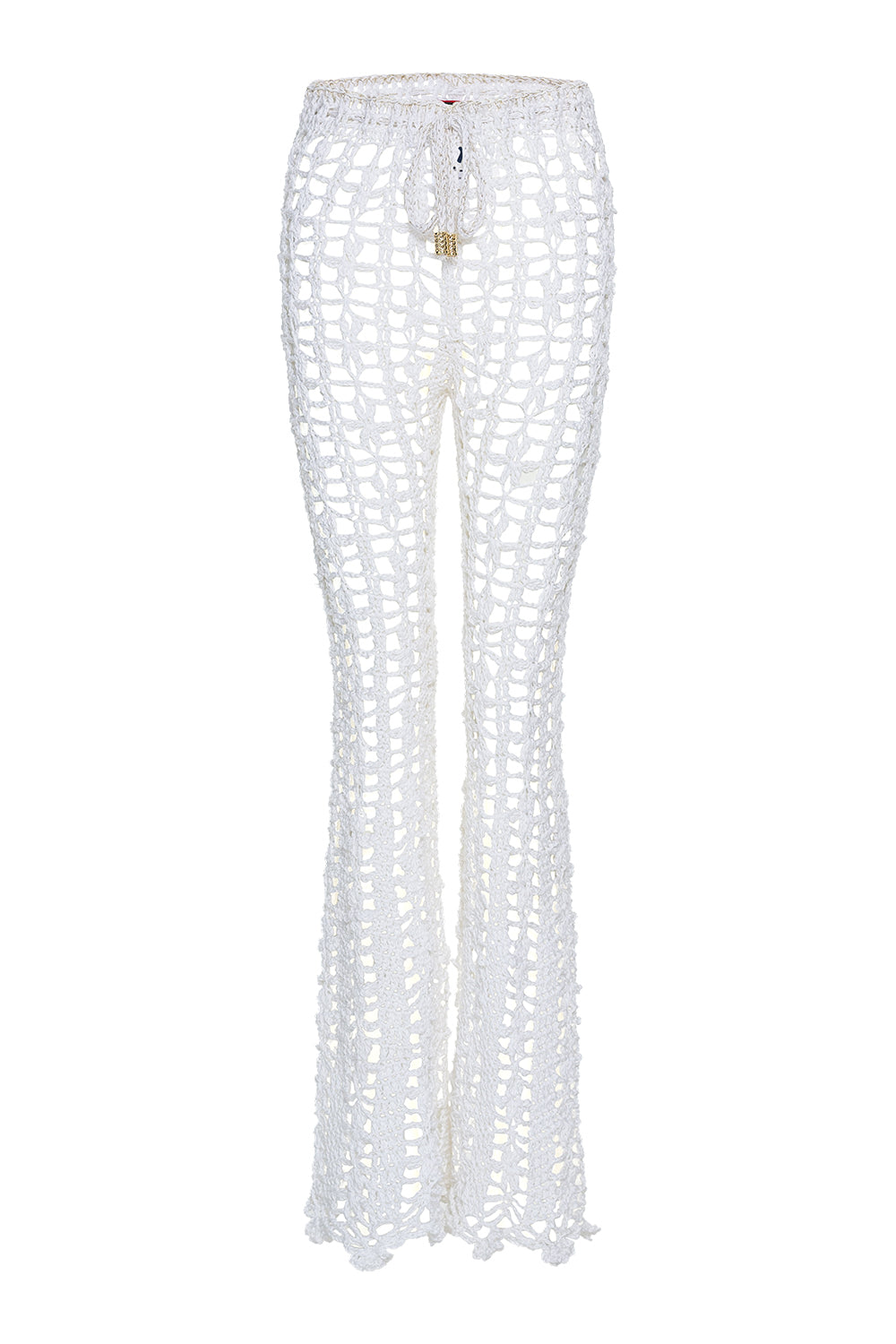 Andreeva Women's White Vanilla Handmade Crochet Pants In White