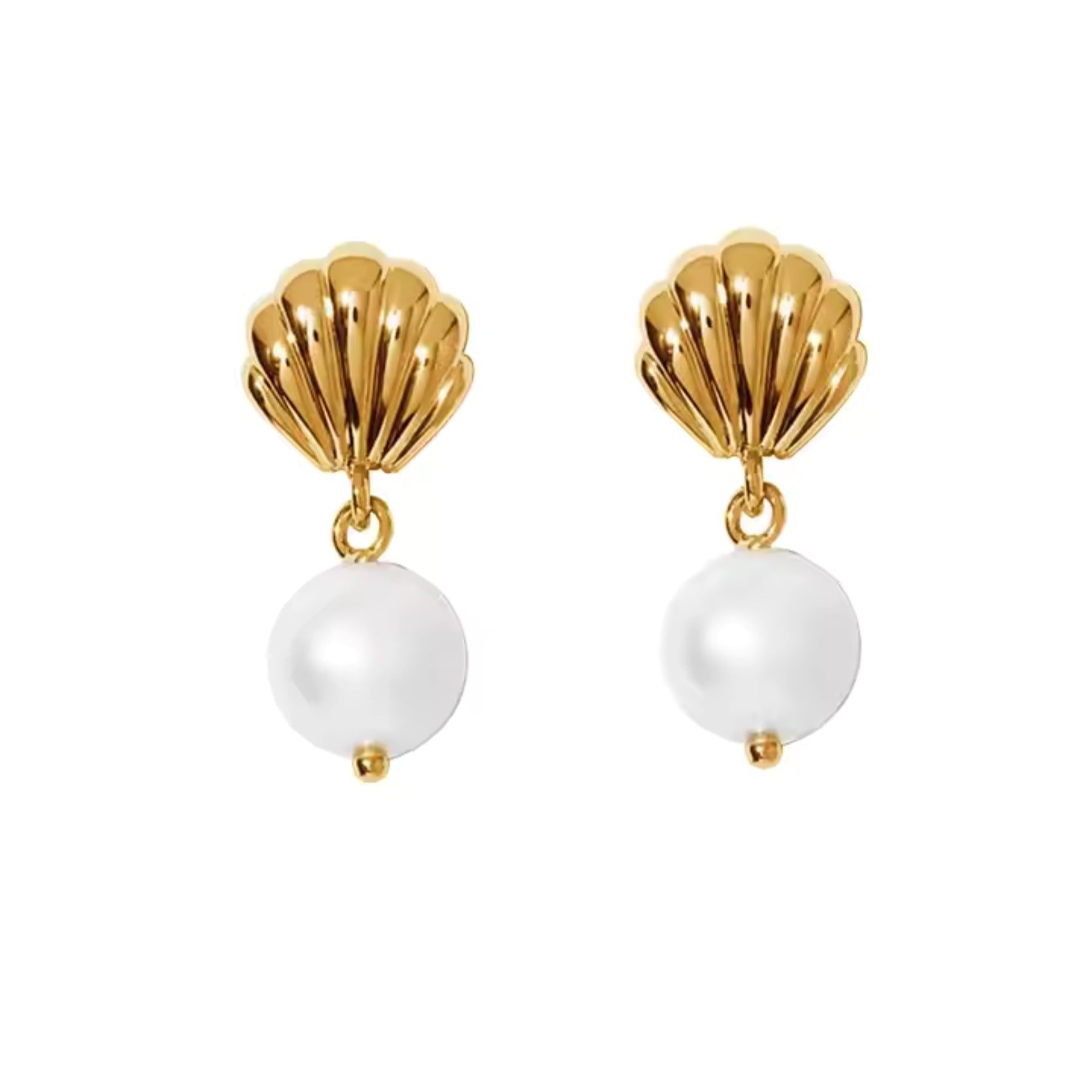 Nazzar Women's Gold / White Gold Shell Pearl Dangle Earring