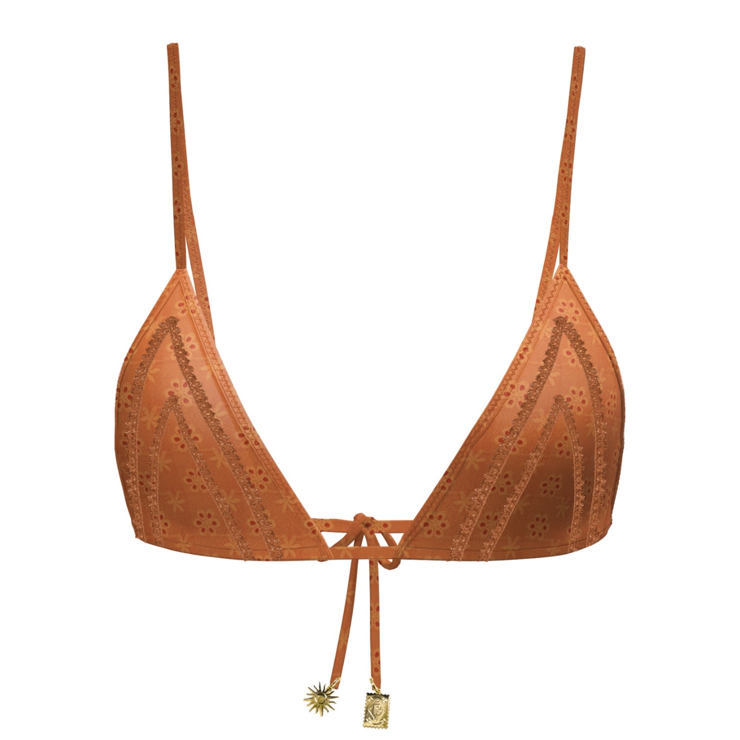 Blackbough Swim Women's Orange Cynthia Triangle Top / Caramel Eyelet In Orange