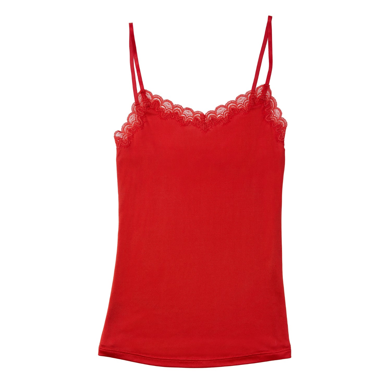 Uwila Warrior Women's Soft Silk Lace Camisole - Fiery Red In Red