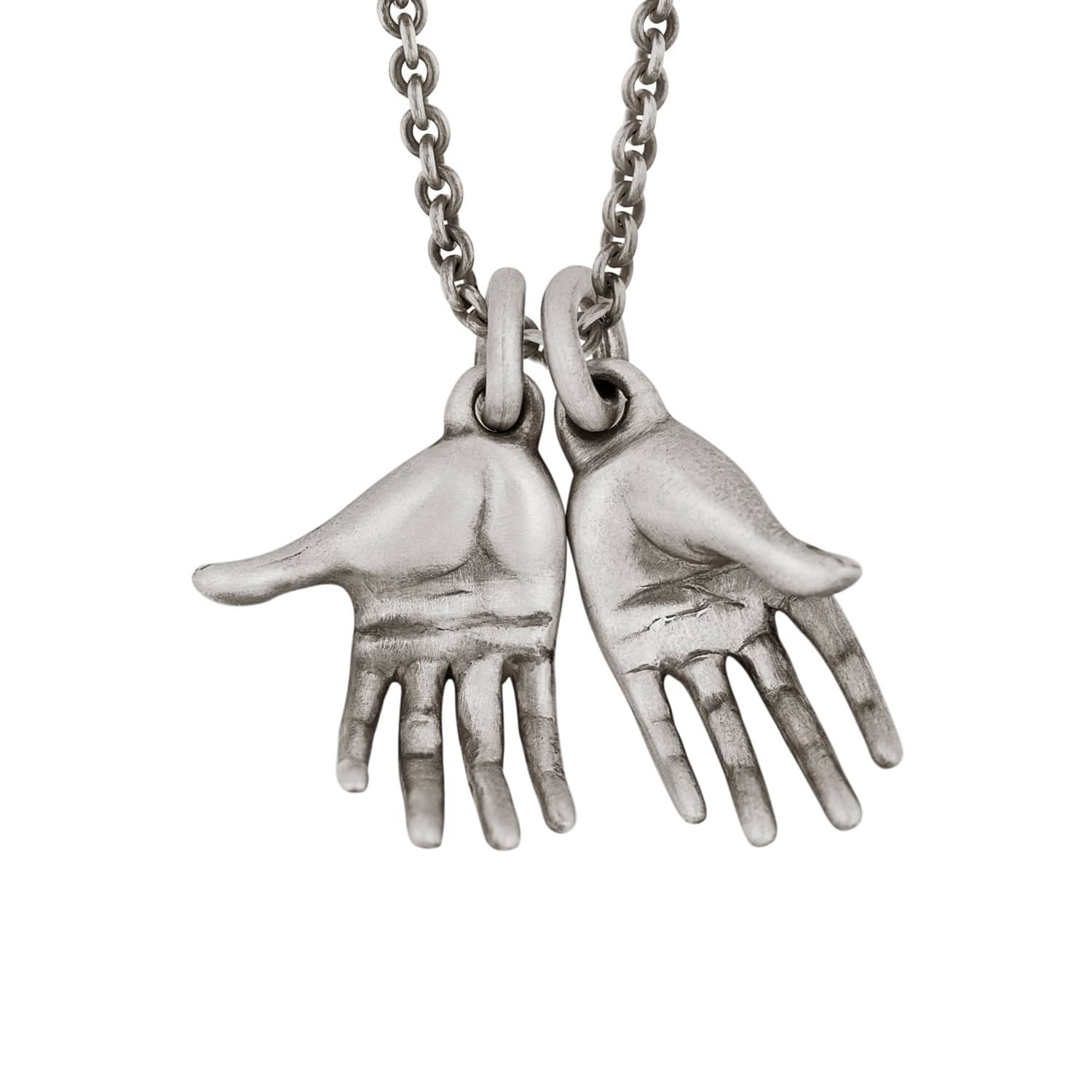 Hands Pendant Necklace in Sterling Silver by Snake Bones