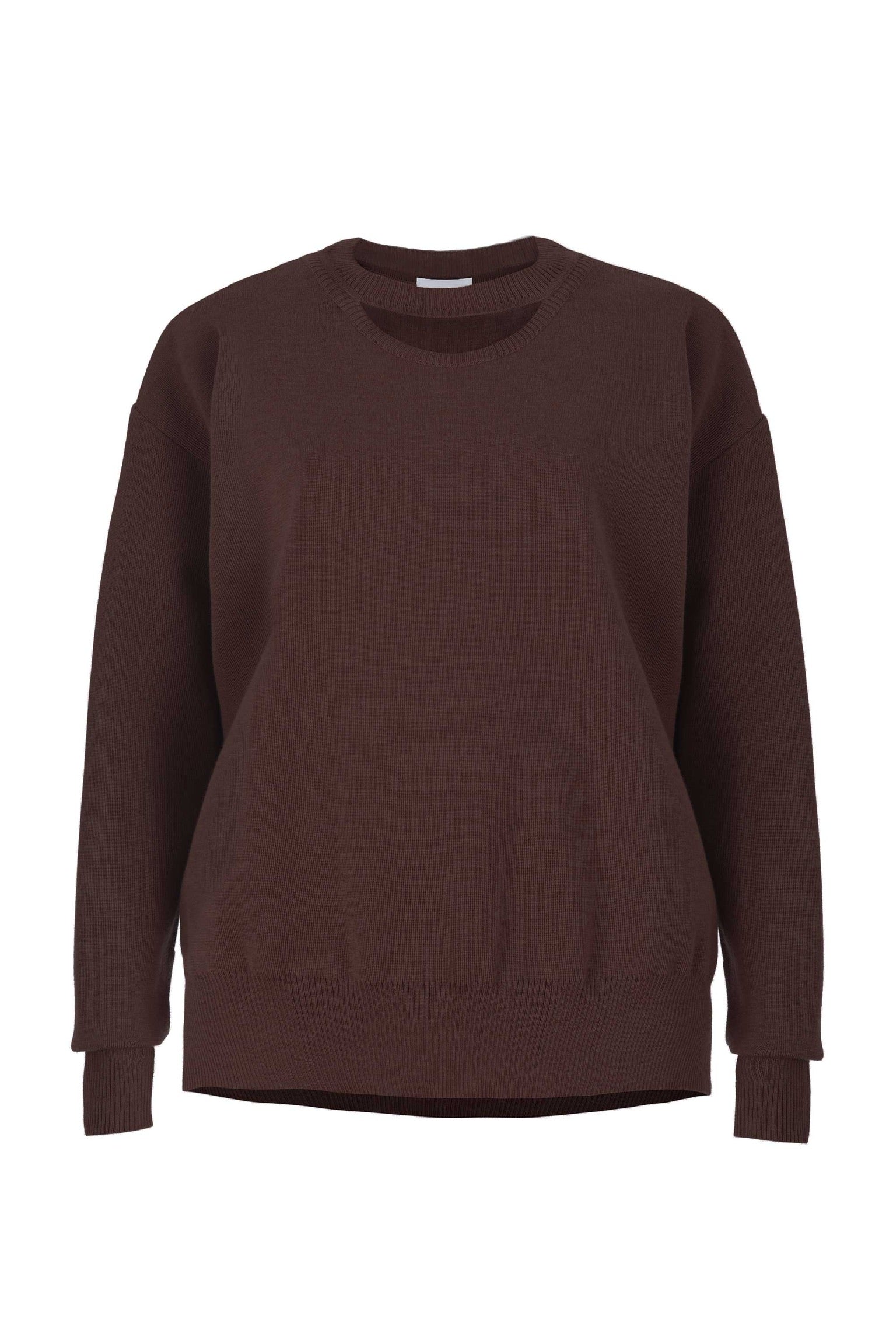 Women’s Brown Rotondo 100% Merino Jumper Chocolate *Limited Edition* One Size Salanida