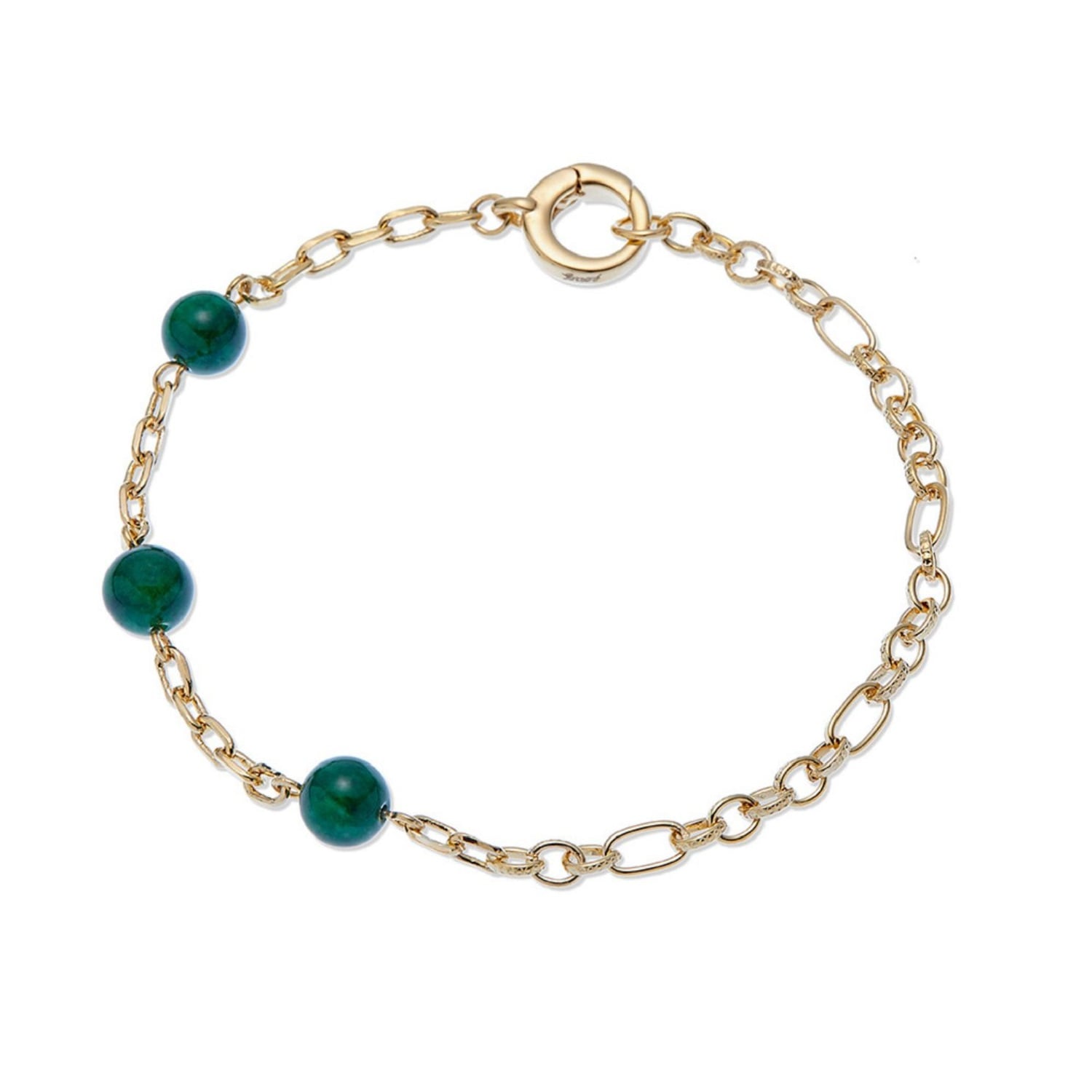 Grossé Women's Gold / Green Gold & Green Jadeite Chalcedony Gemstone Bracelet, Series Gem Mix