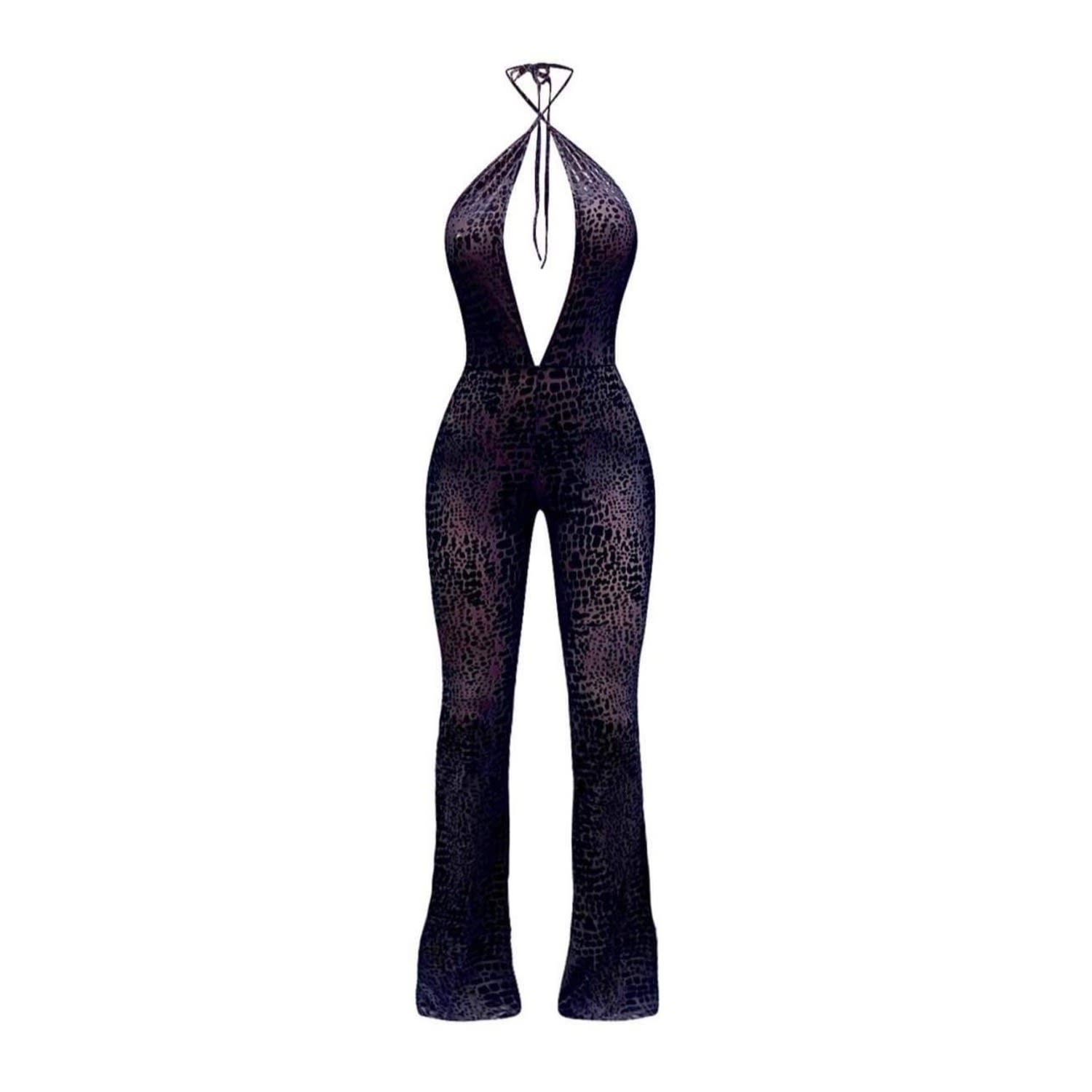 Ajroxx Women's Balia' Black Textured Jumpsuit