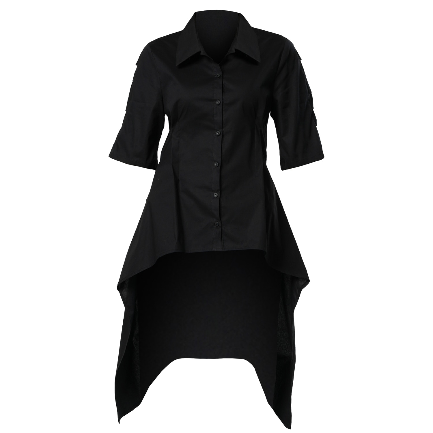 Metamorphoza Women's Asymmetric Shirt With Open Back In Black