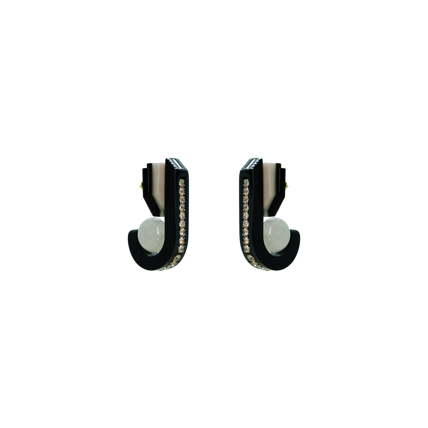 Gissa Bicalho Women's Orange Handmade Acrylic Earring Short Orion With Clips - Nude In Gray