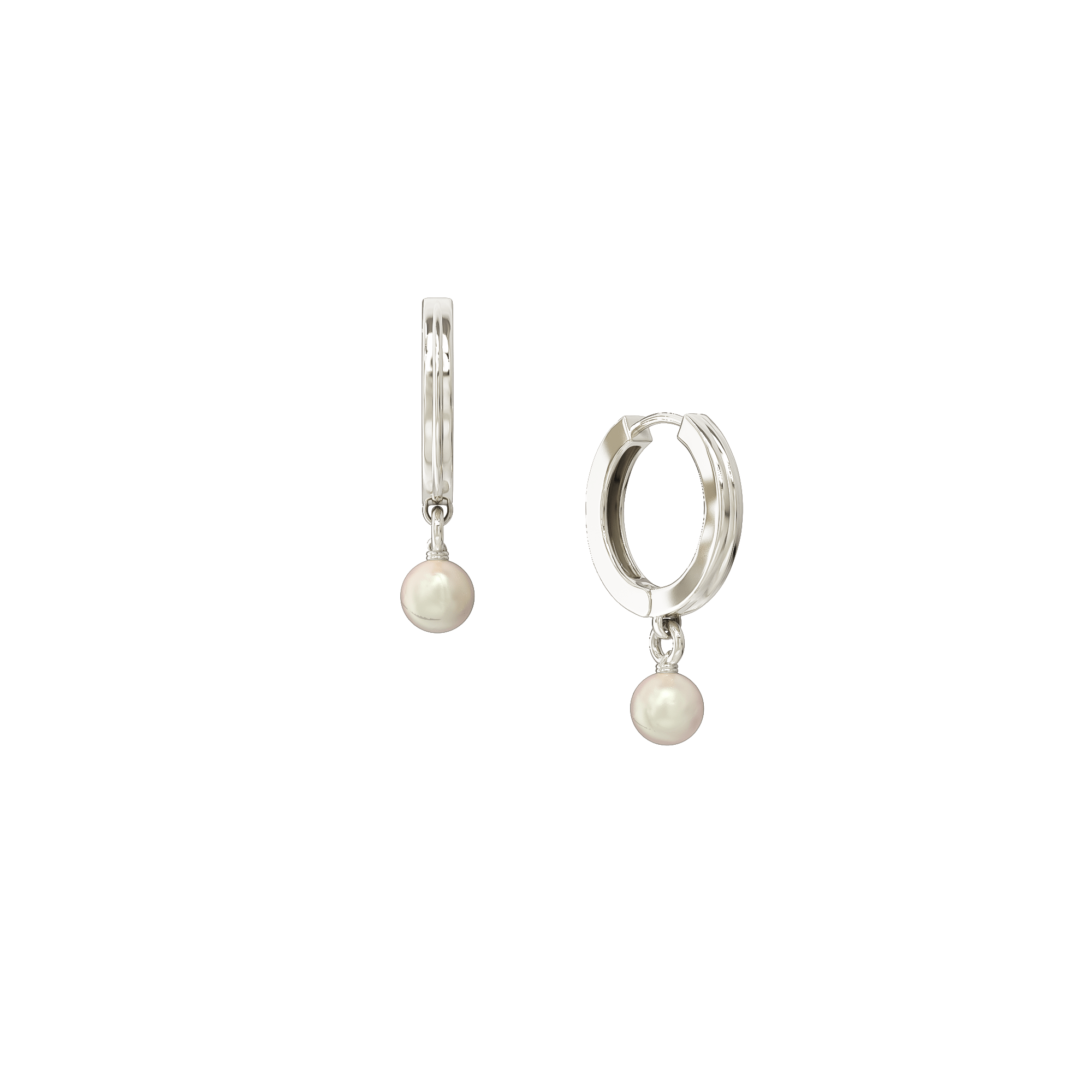 Women’s Silver Paloma Pearl Huggie Earrings Astor & Orion