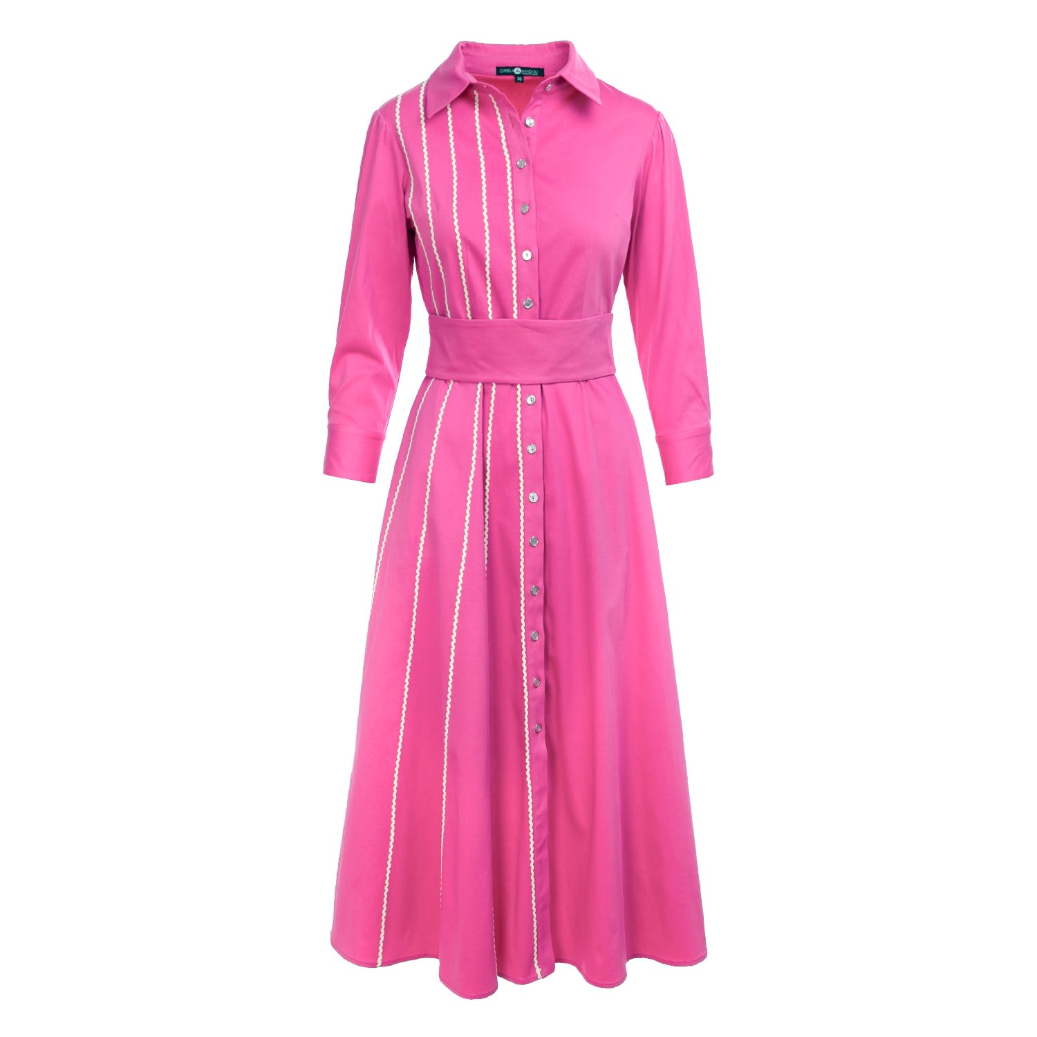 Women’s Pink / Purple Midi Shirtdress In Fuchsia Cotton With Belt Extra Large Izabela Mandoiu