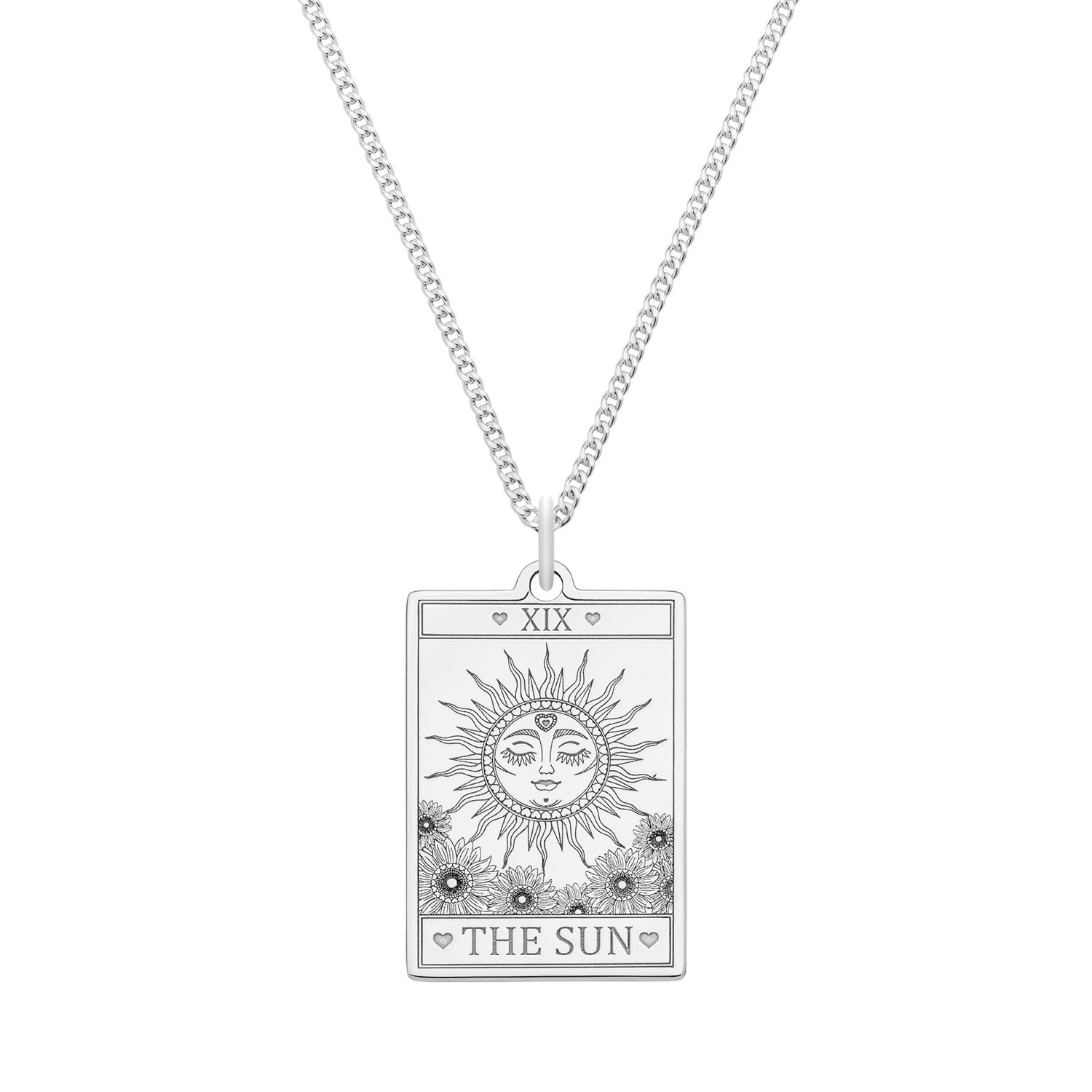 Cartergore Women's Large Sterling Silver “the Sun” Tarot Card Necklace In Metallic