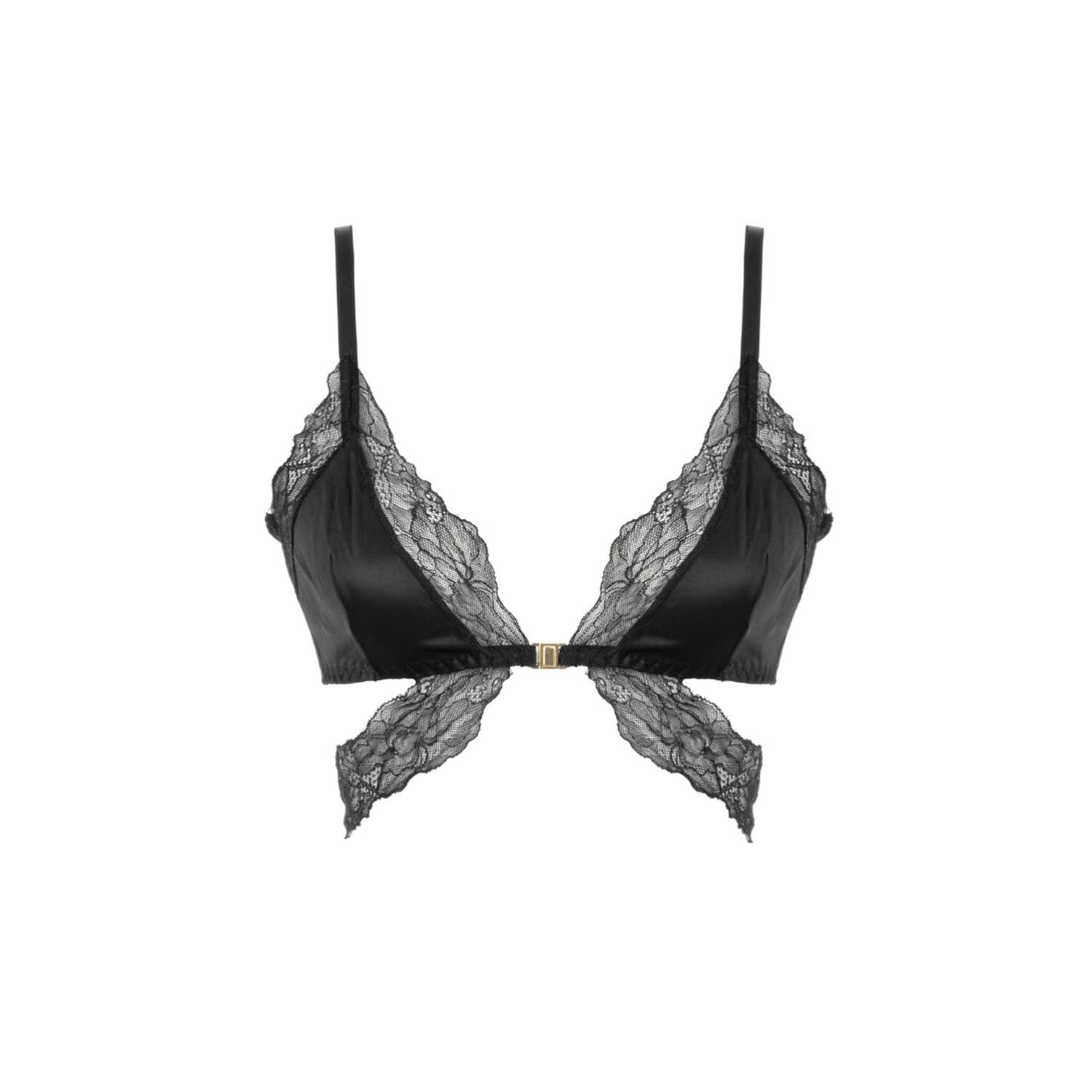 Mers Silk Women's Clara Black Silk&lace Bra