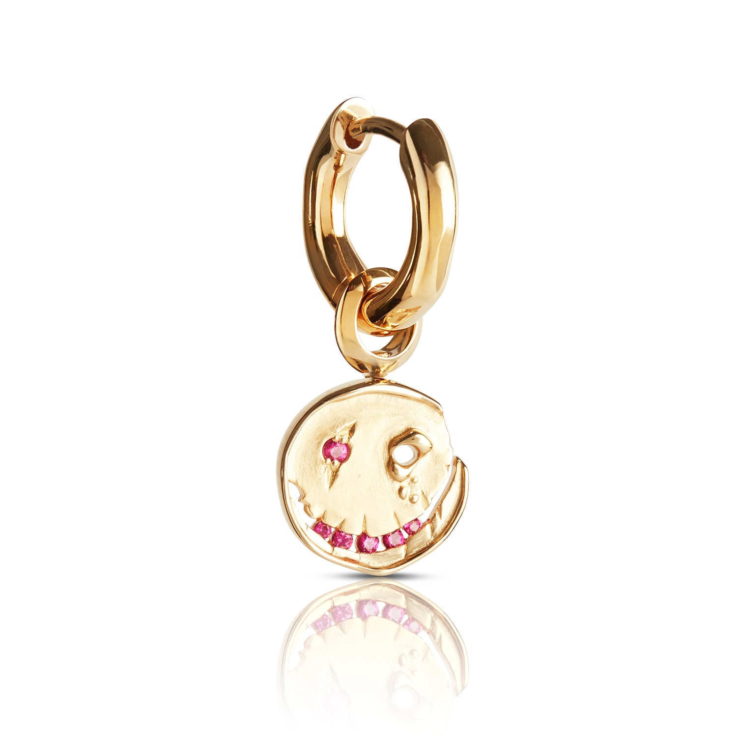Kasun Women's Smile Hoop Earrings – July – Ruby – Gold Plated