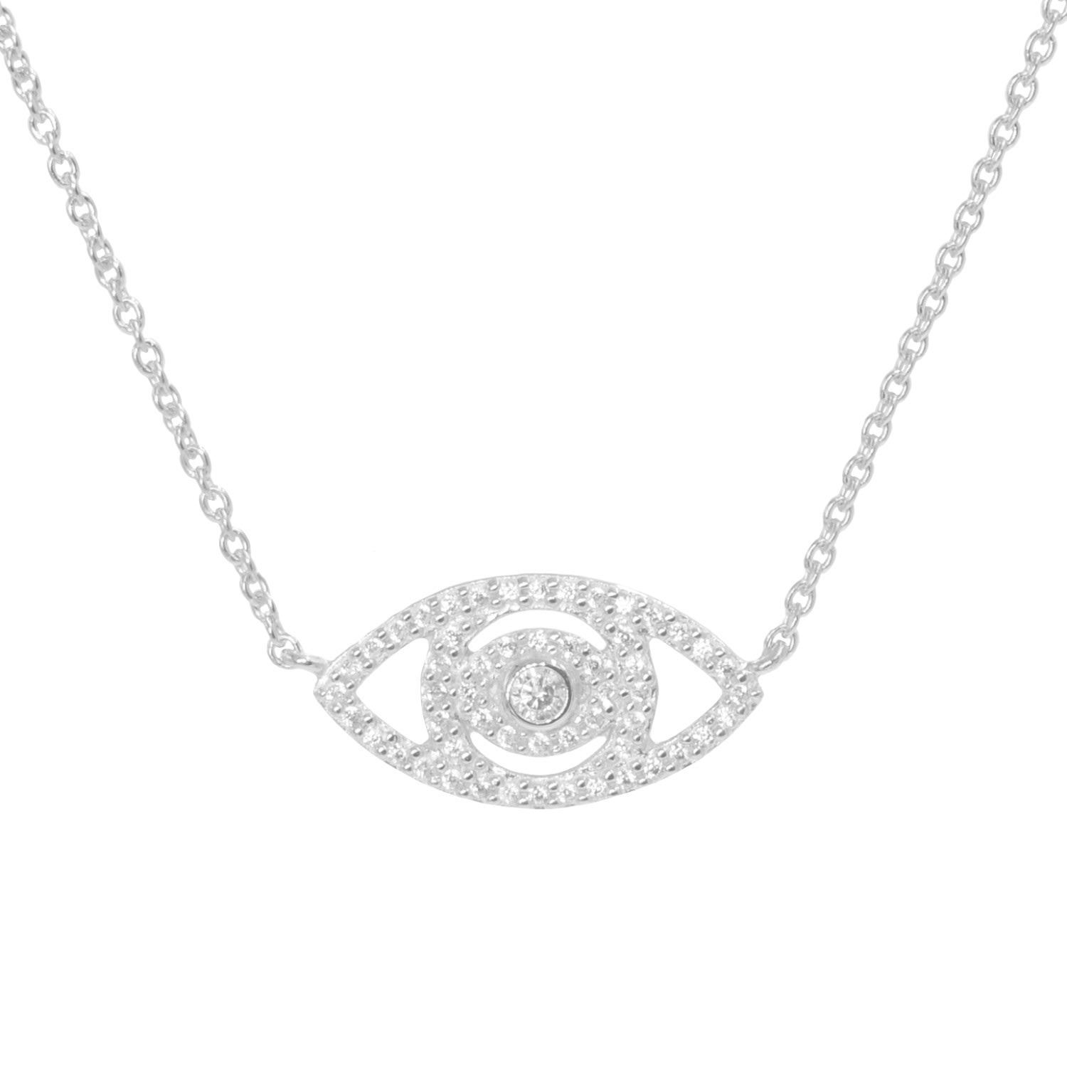 Kamaria Women's Evil Eye Crystal Necklace Silver In White