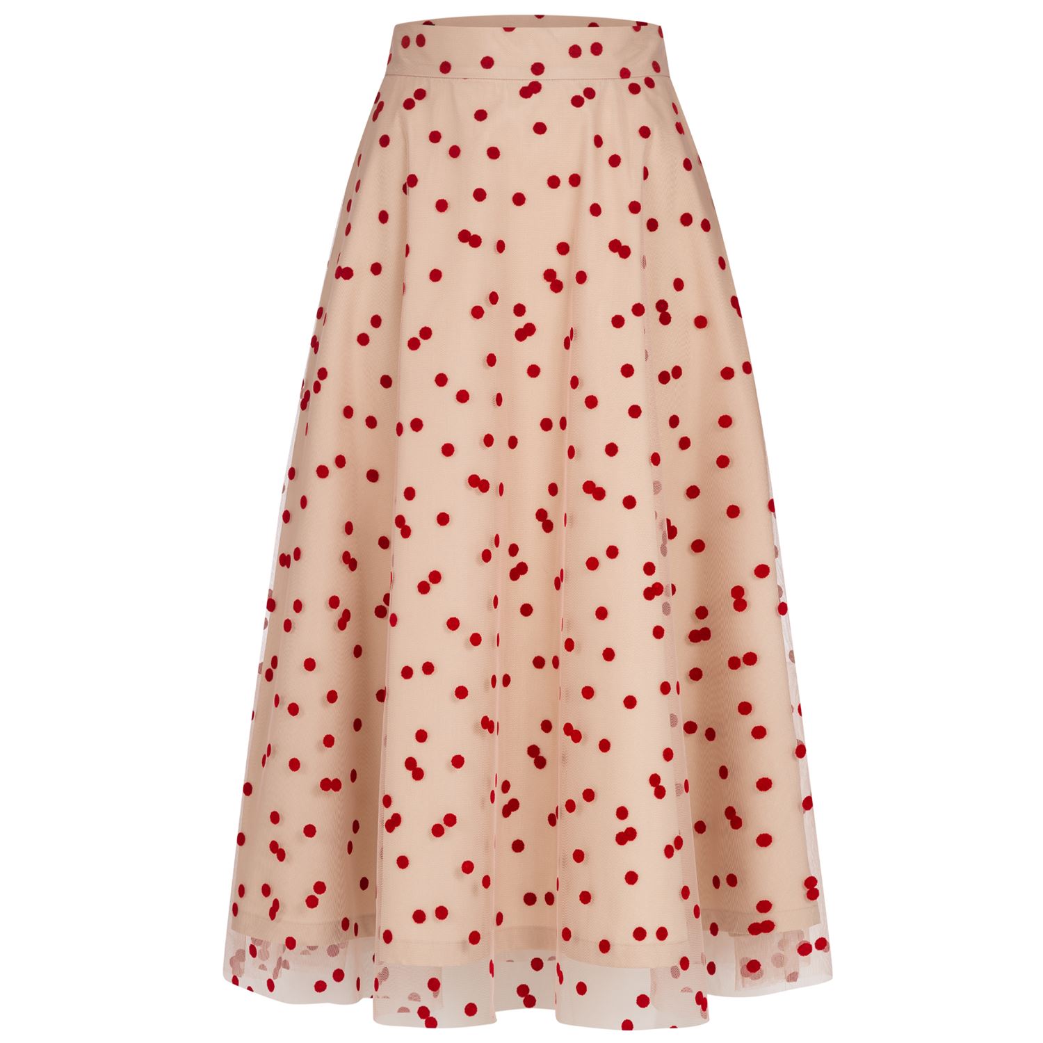 Midi Skirt Red Polka Dot Tulle Skirt Hot Days, Bold Styles SMihono