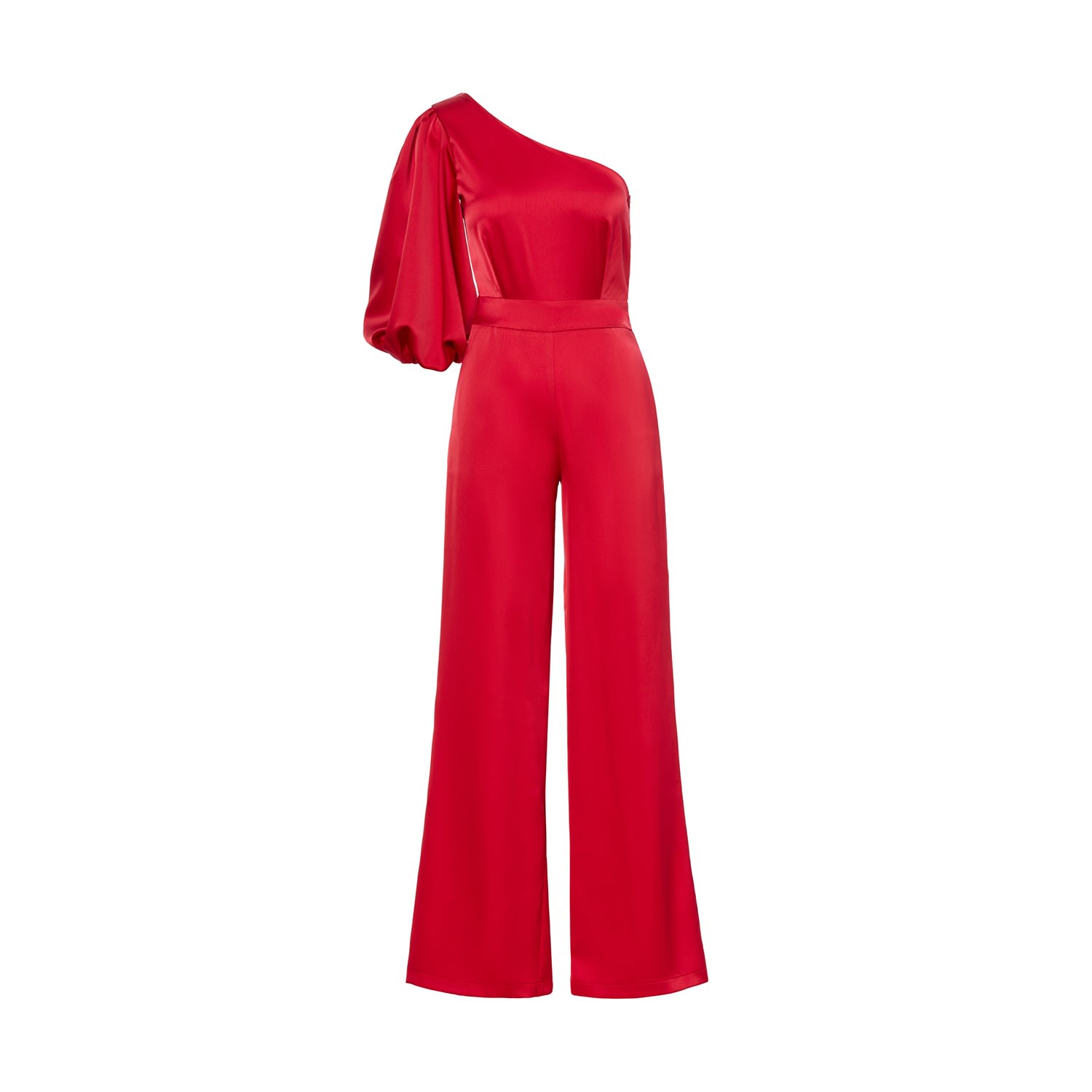 Women’s Red Maxi Jumpsuit With One Flared Sleeve Medium Bluzat