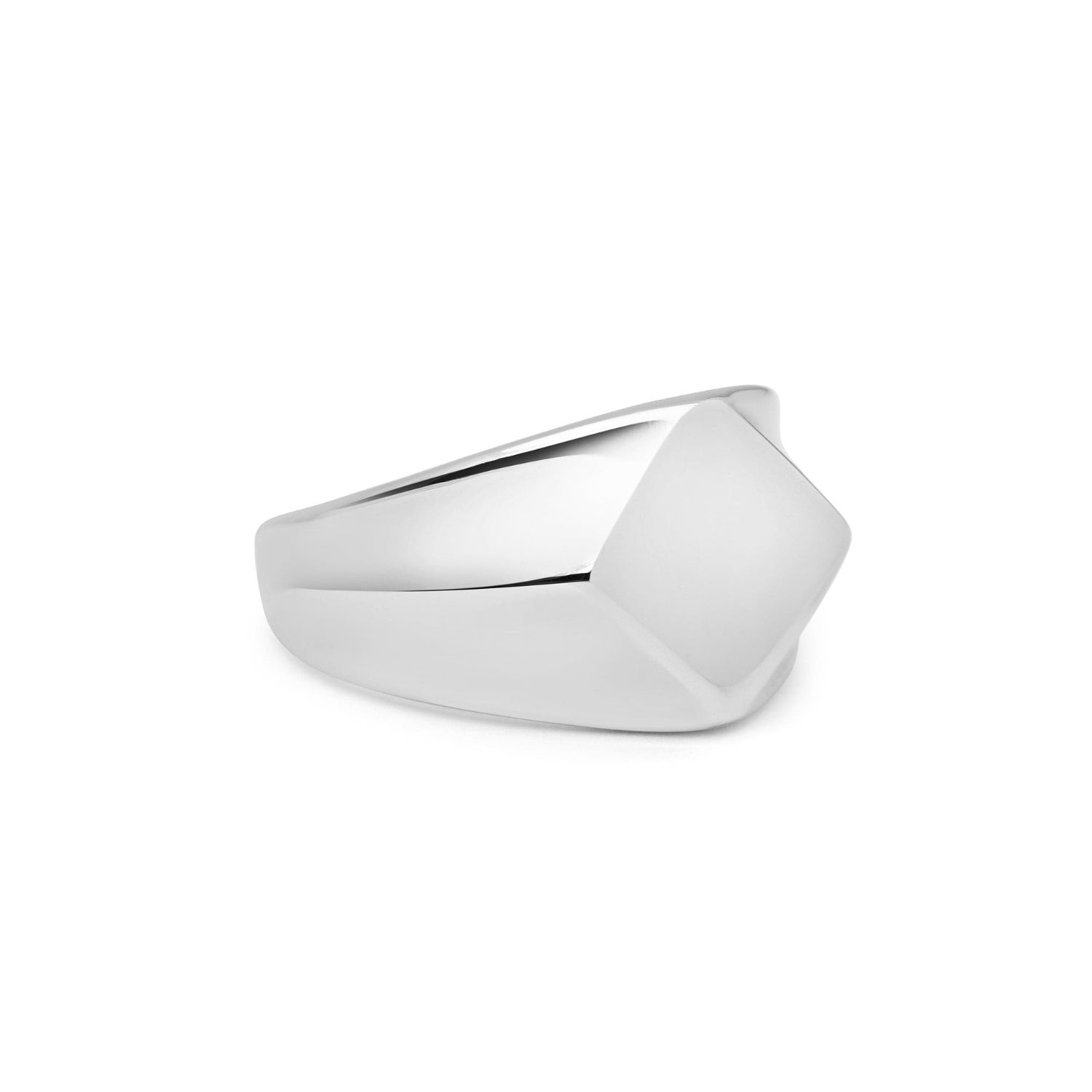 Nialaya Men's Silver Squared Stainless Steel Ring