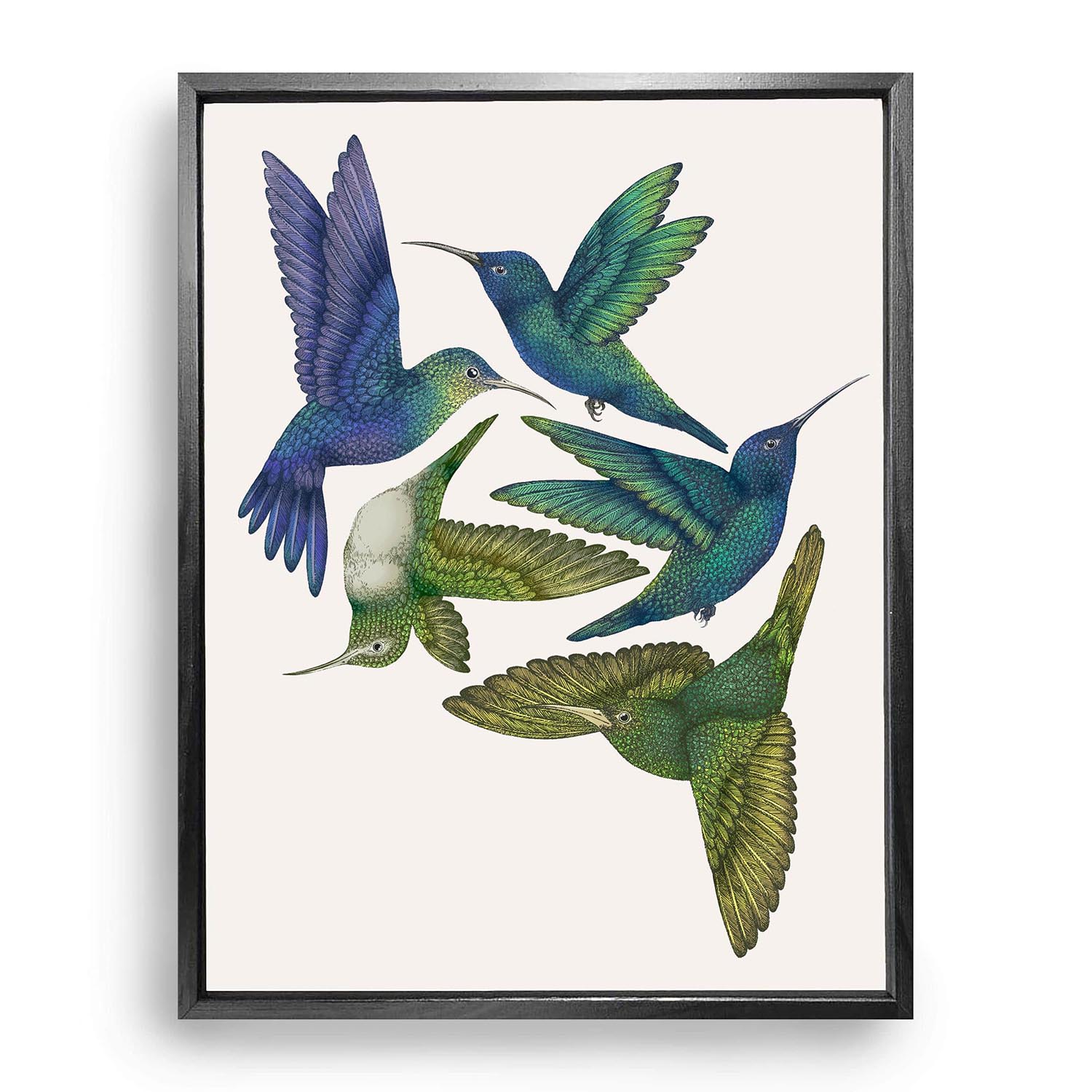 Emily Carter Green Antique Hummingbirds I Cream - Fine Art Print L In Green