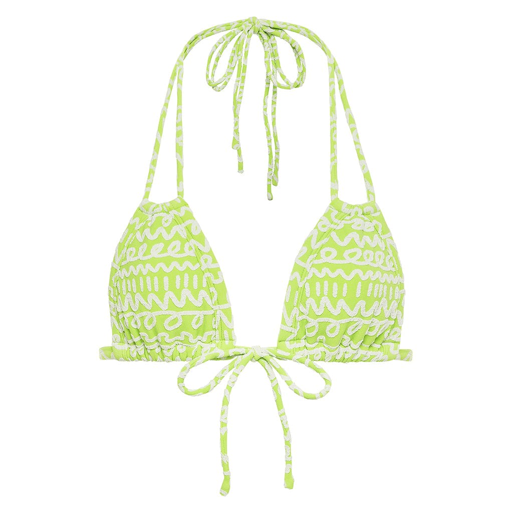 Montce Swim Women's Green / White Lime Icing Euro Bow Bikini Top